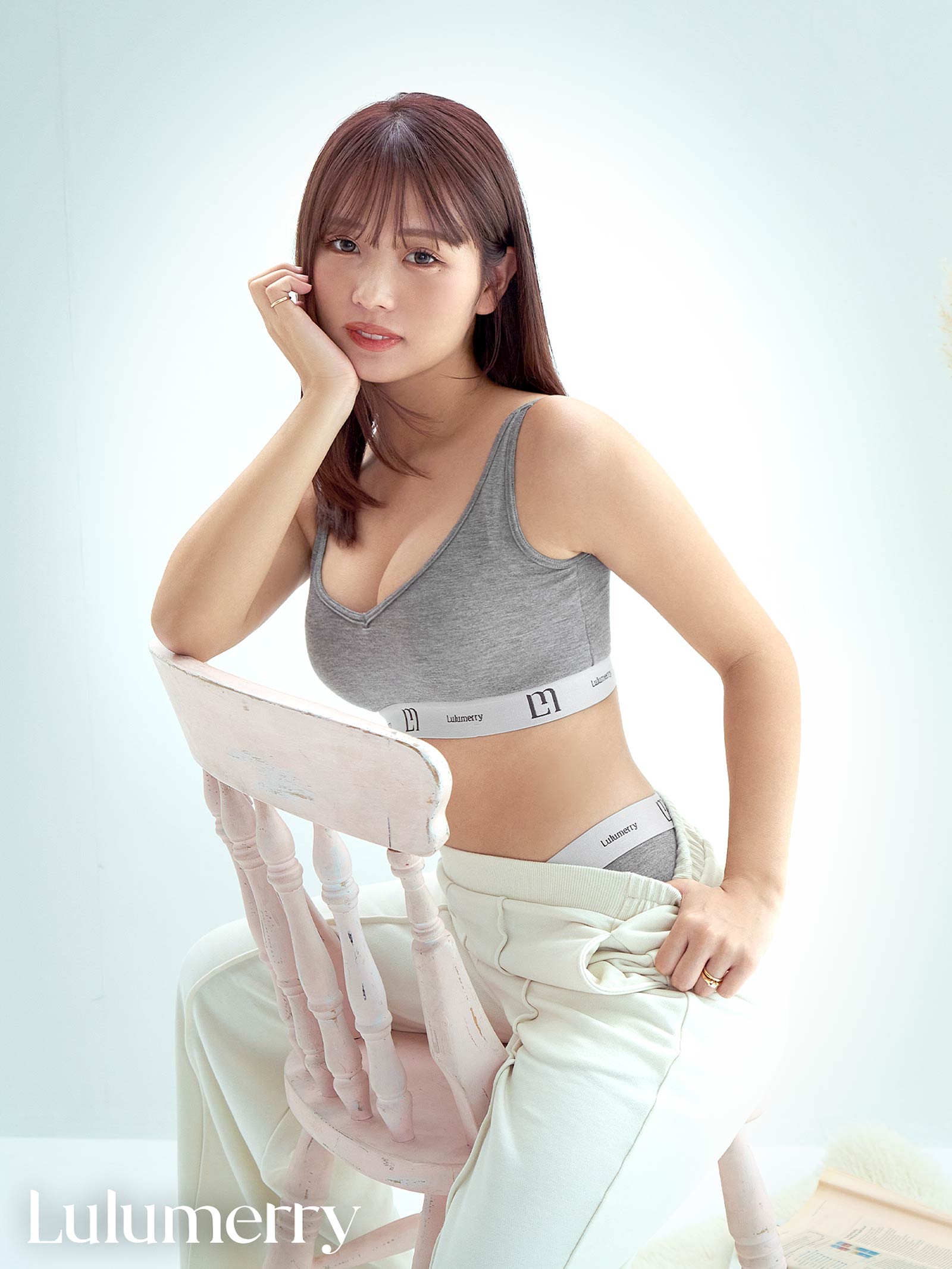 【YouTuber流那プロデュース/Lulumerry】モノグラムロゴ まんま”るな” ブラジャー&ショーツ / グレー