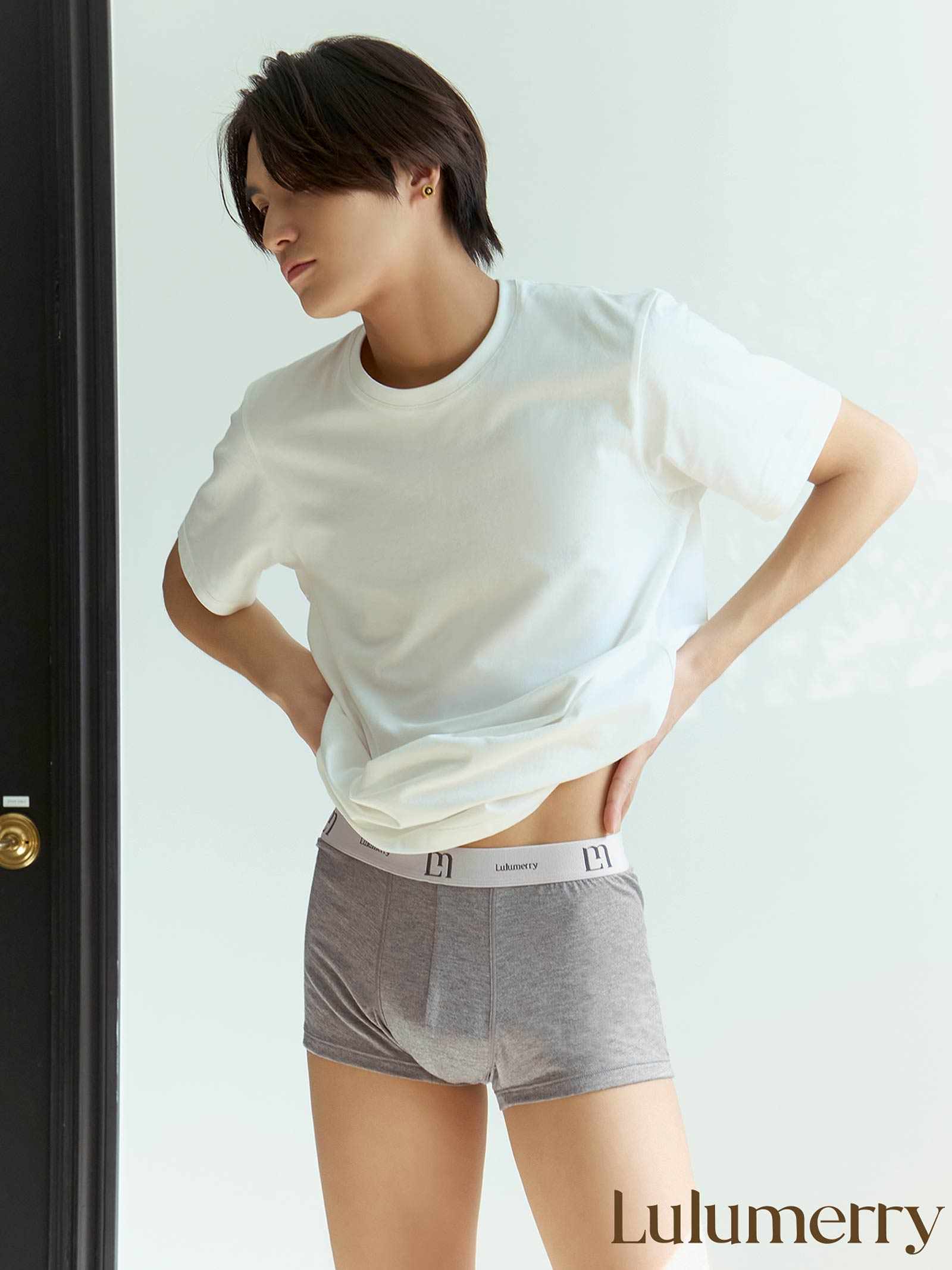 【ばんばんざい るなプロデュース/Lulumerry】モノグラムロゴ メンズパンツ/グレー