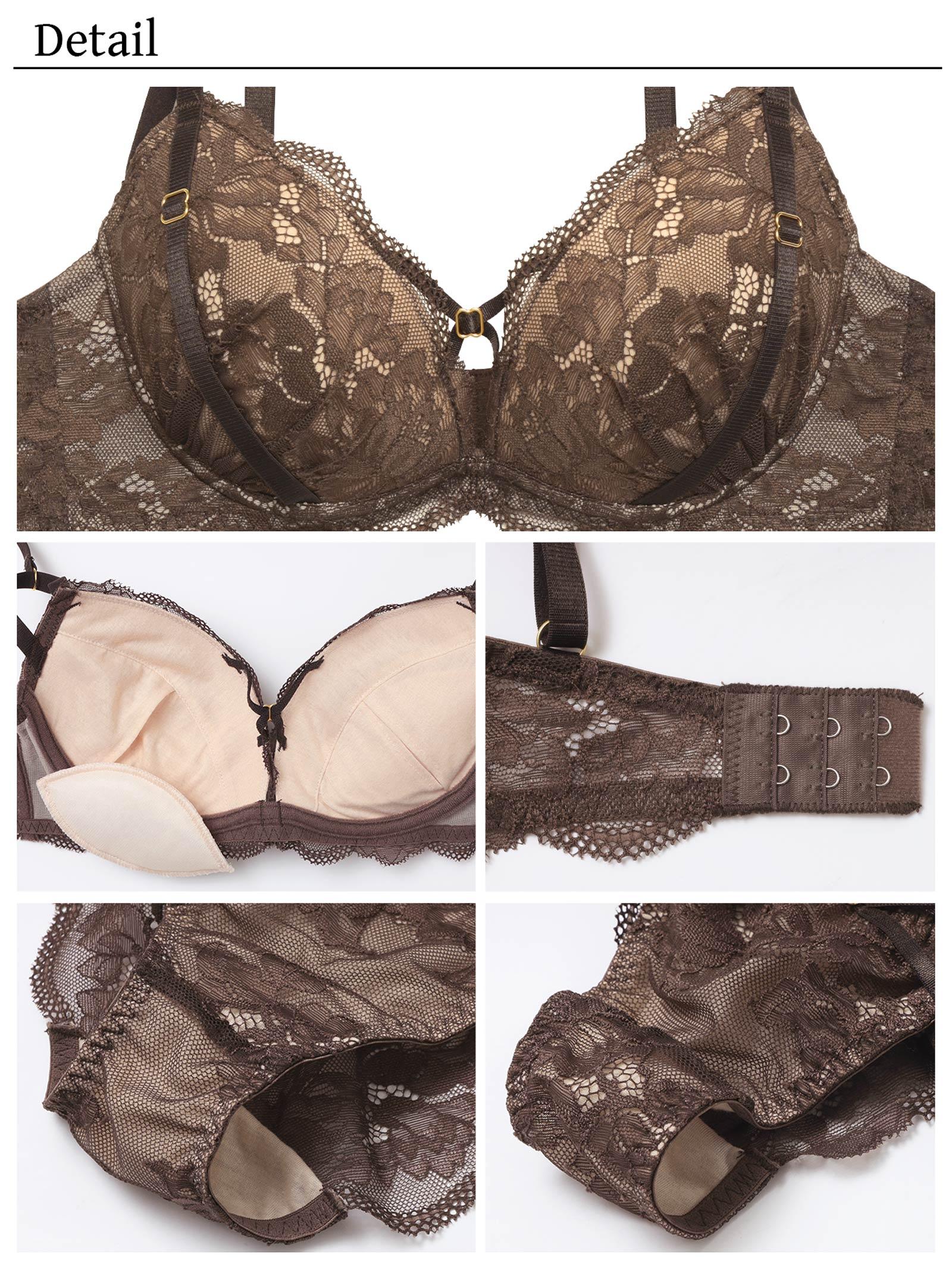 【YouTuber流那プロデュース/Lulumerry】レーシークロス 盛りもっと ブラジャー&ショーツ / ブラウン - 【公式】247Lingerie