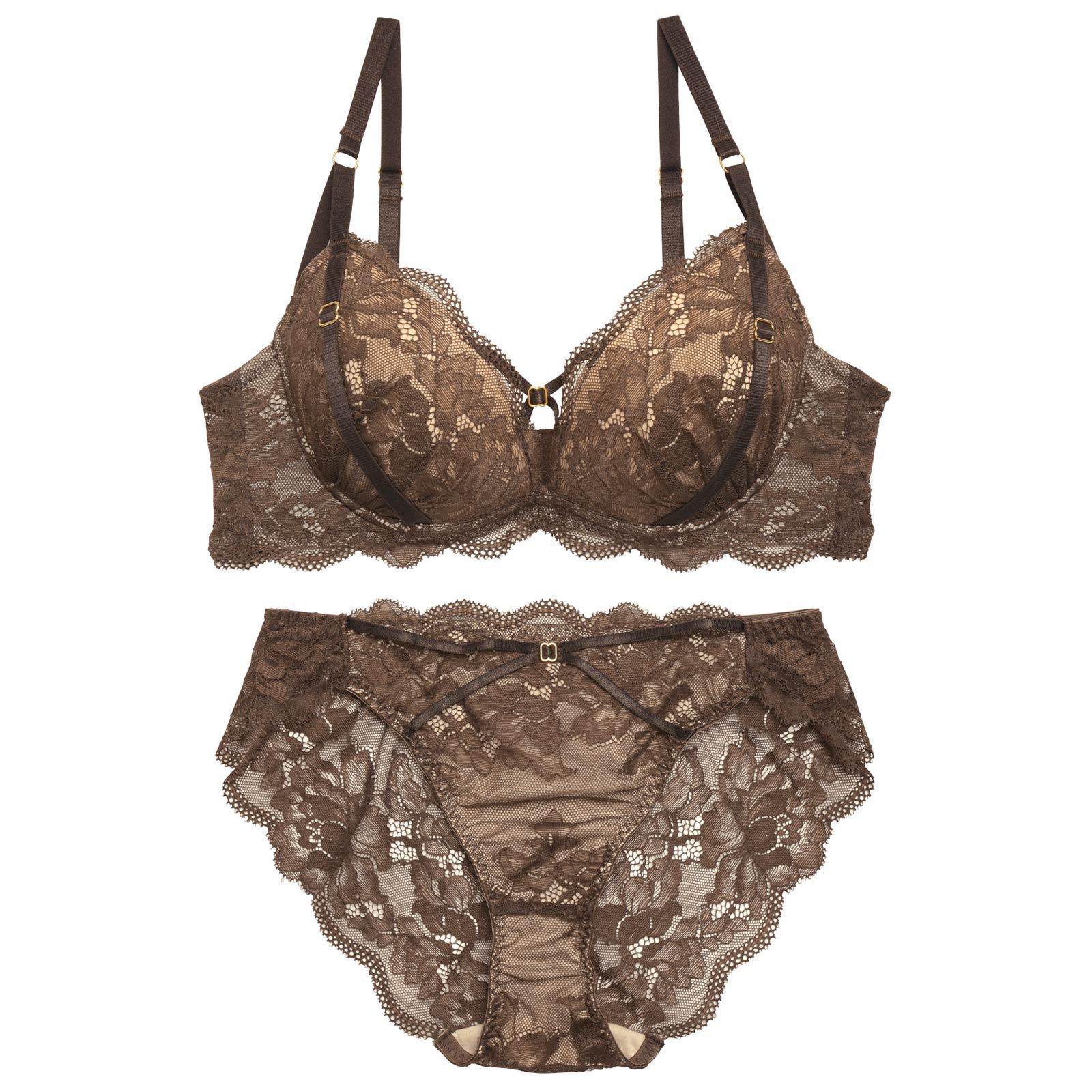 【YouTuber流那プロデュース/Lulumerry】レーシークロス 盛りもっと ブラジャー&ショーツ / ブラウン - 【公式】247Lingerie