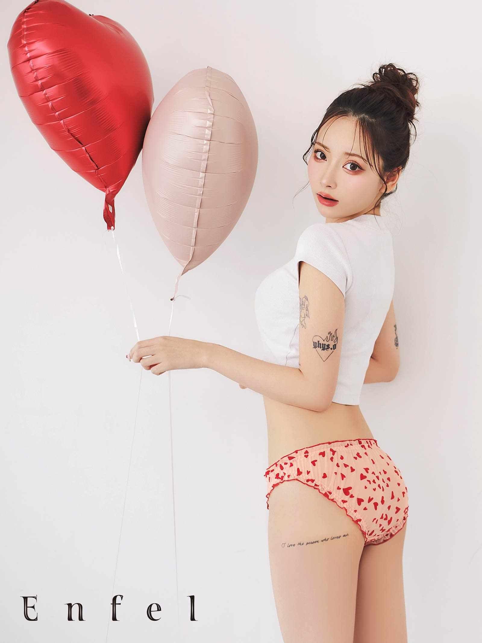 2/9新作!【ぴょな(PyunA.)プロデュース/Enfel】ロゴ刺繍&ハート柄 ショーツ2枚セット