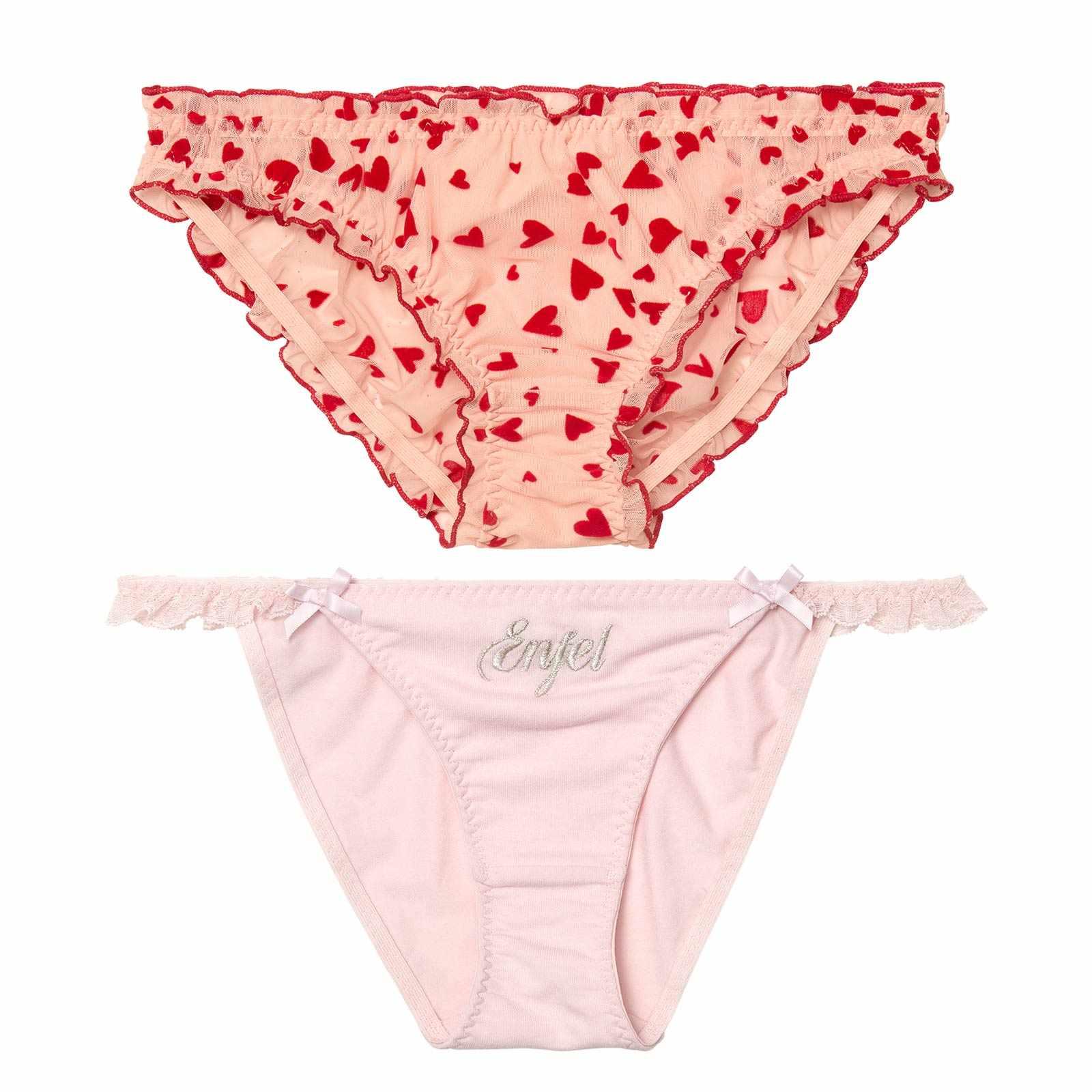 2/9新作!【ぴょな(PyunA.)プロデュース/Enfel】ロゴ刺繍&ハート柄 ショーツ2枚セット