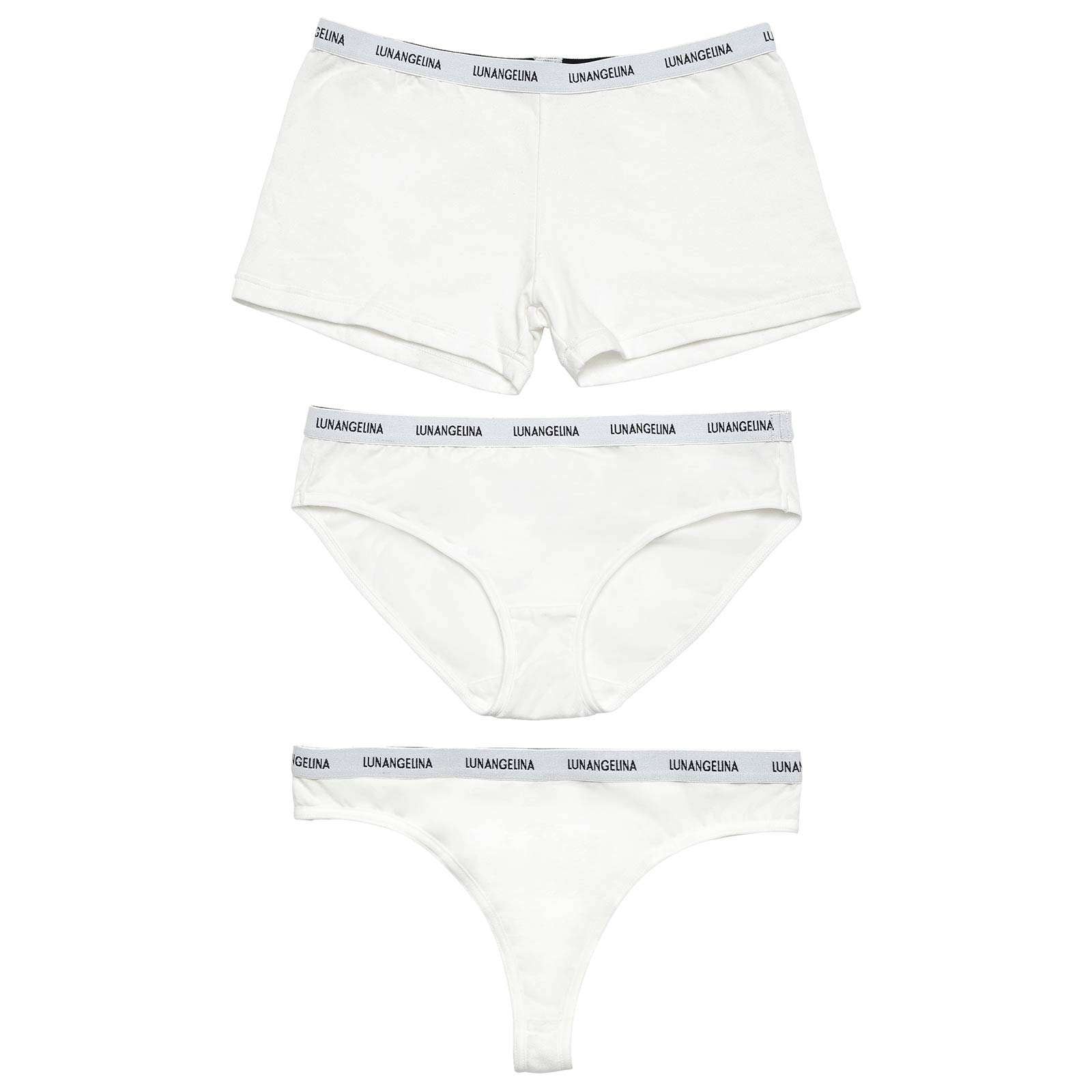 【吉木千沙都(ちぃぽぽ)プロデュース/lunangelina】Cotton Logo Tape Shorts / WHITE