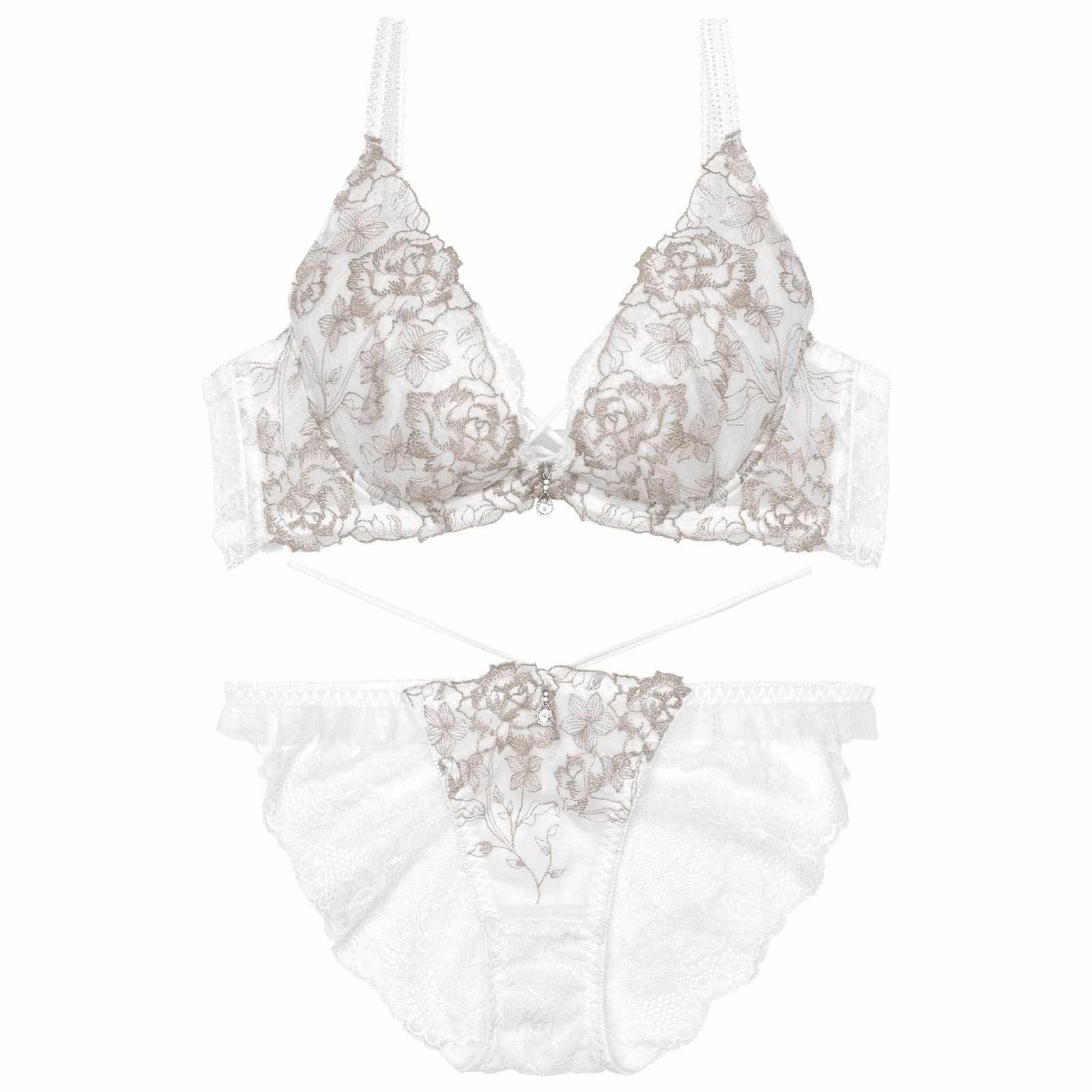 1/13新作!【伊藤桃々プロデュース/Rosem】リッチラメローズブラセット/パールホワイト - 【公式】247Lingerie