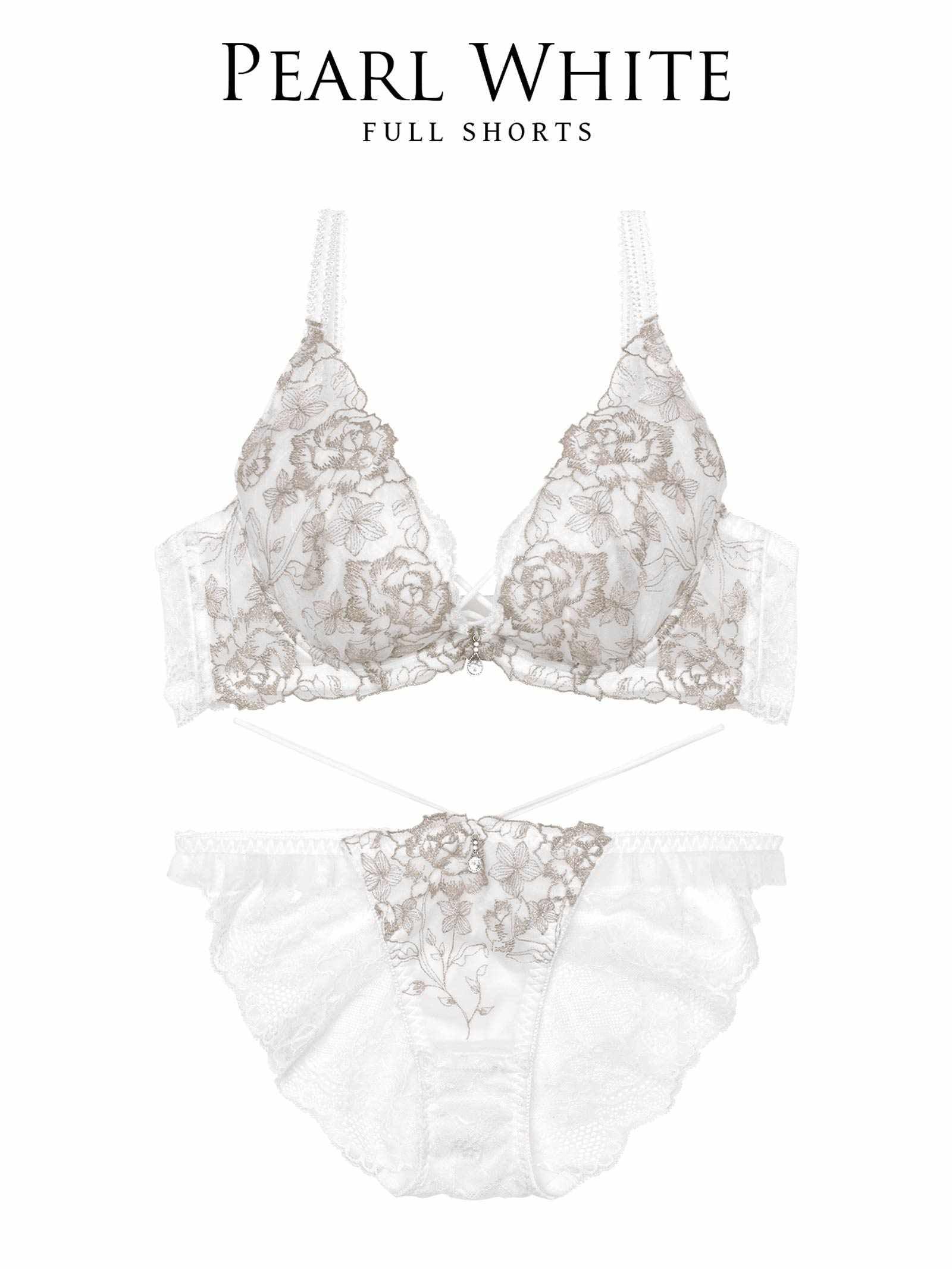 1/13新作!【伊藤桃々プロデュース/Rosem】リッチラメローズブラセット/パールホワイト - 【公式】247Lingerie