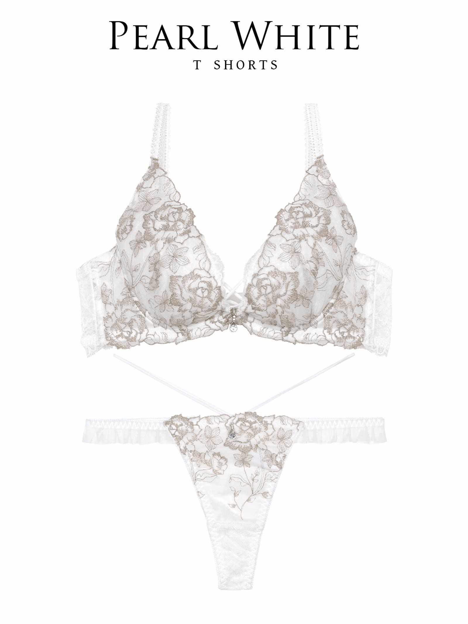 1/13新作!【伊藤桃々プロデュース/Rosem】リッチラメローズブラセット/パールホワイト - 【公式】247Lingerie