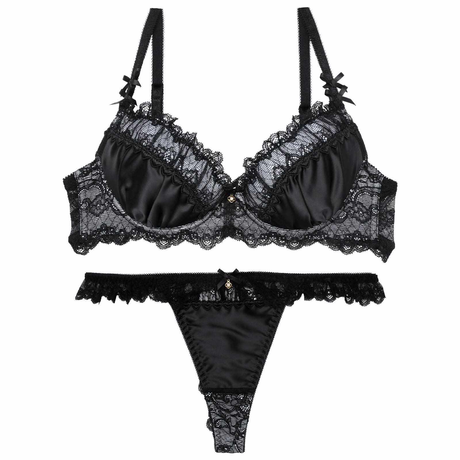 【伊藤桃々プロデュース/Rosem】クラシックサテンブラセット/ピュアブラック