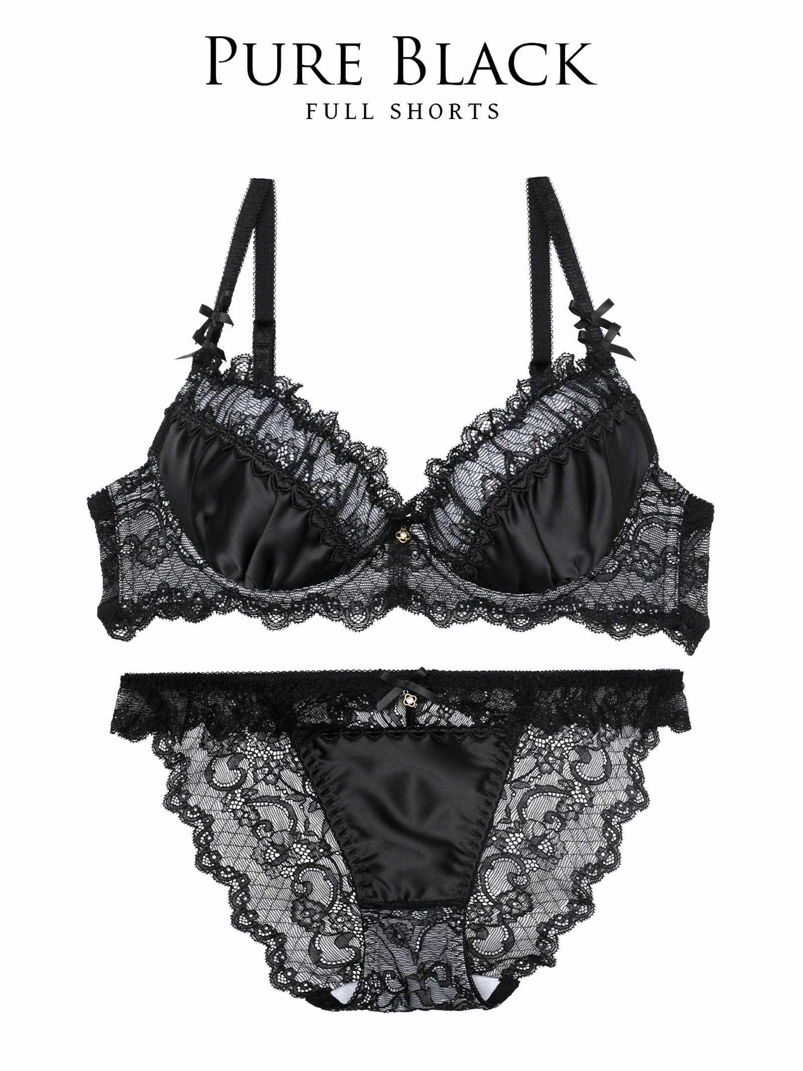 8/11新作!【伊藤桃々プロデュース/Rosem】クラシックサテンブラセット/ピュアブラック