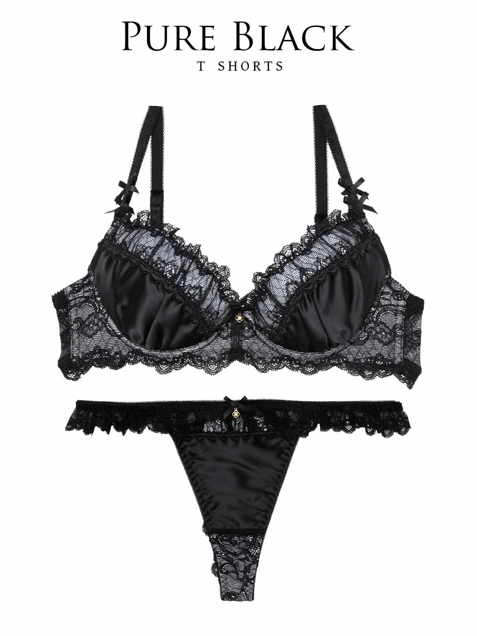 【伊藤桃々プロデュース/Rosem】クラシックサテンブラセット/ピュアブラック