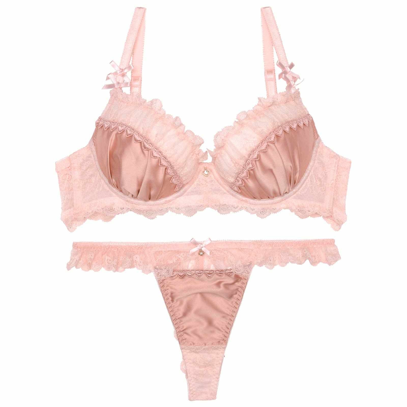 【伊藤桃々プロデュース/Rosem】クラシックサテンブラセット/ピーチピンク