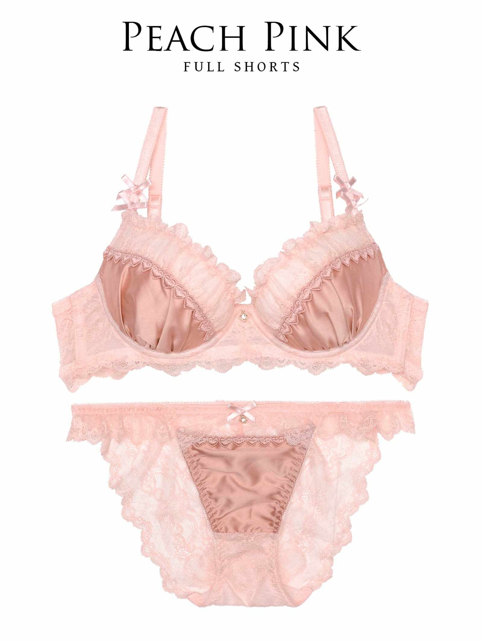 8/11新作!【伊藤桃々プロデュース/Rosem】クラシックサテンブラセット/ピーチピンク