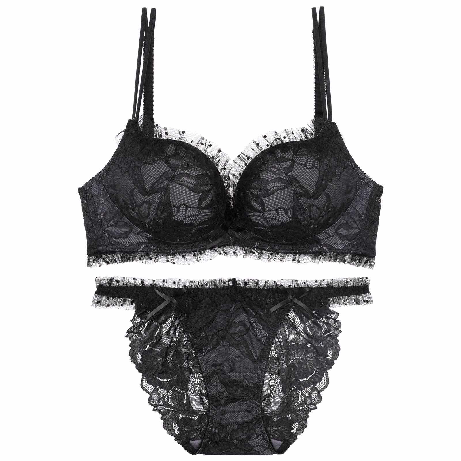 【伊藤桃々プロデュース/Rosem】ドットレーシーノンワイヤーブラセット/ドットブラック