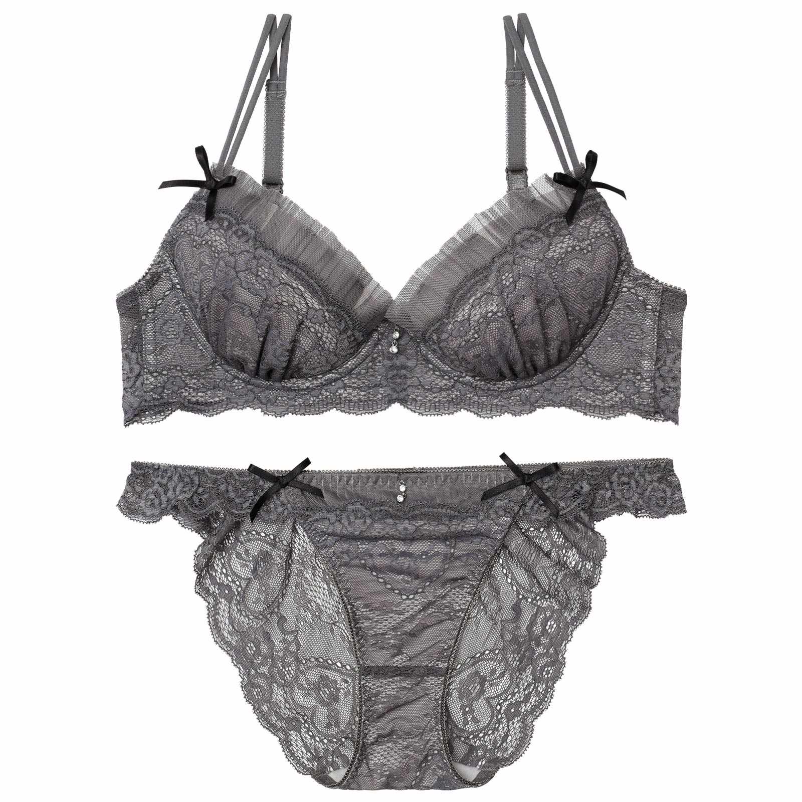 【伊藤桃々プロデュース/Rosem】シアープリーツブラセット/シアーグレー