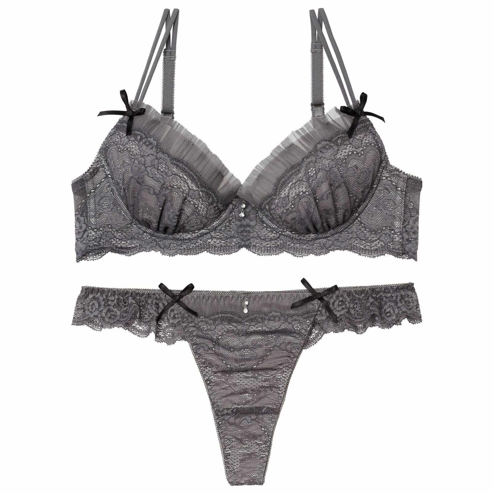 【伊藤桃々プロデュース/Rosem】シアープリーツブラセット/シアーグレー