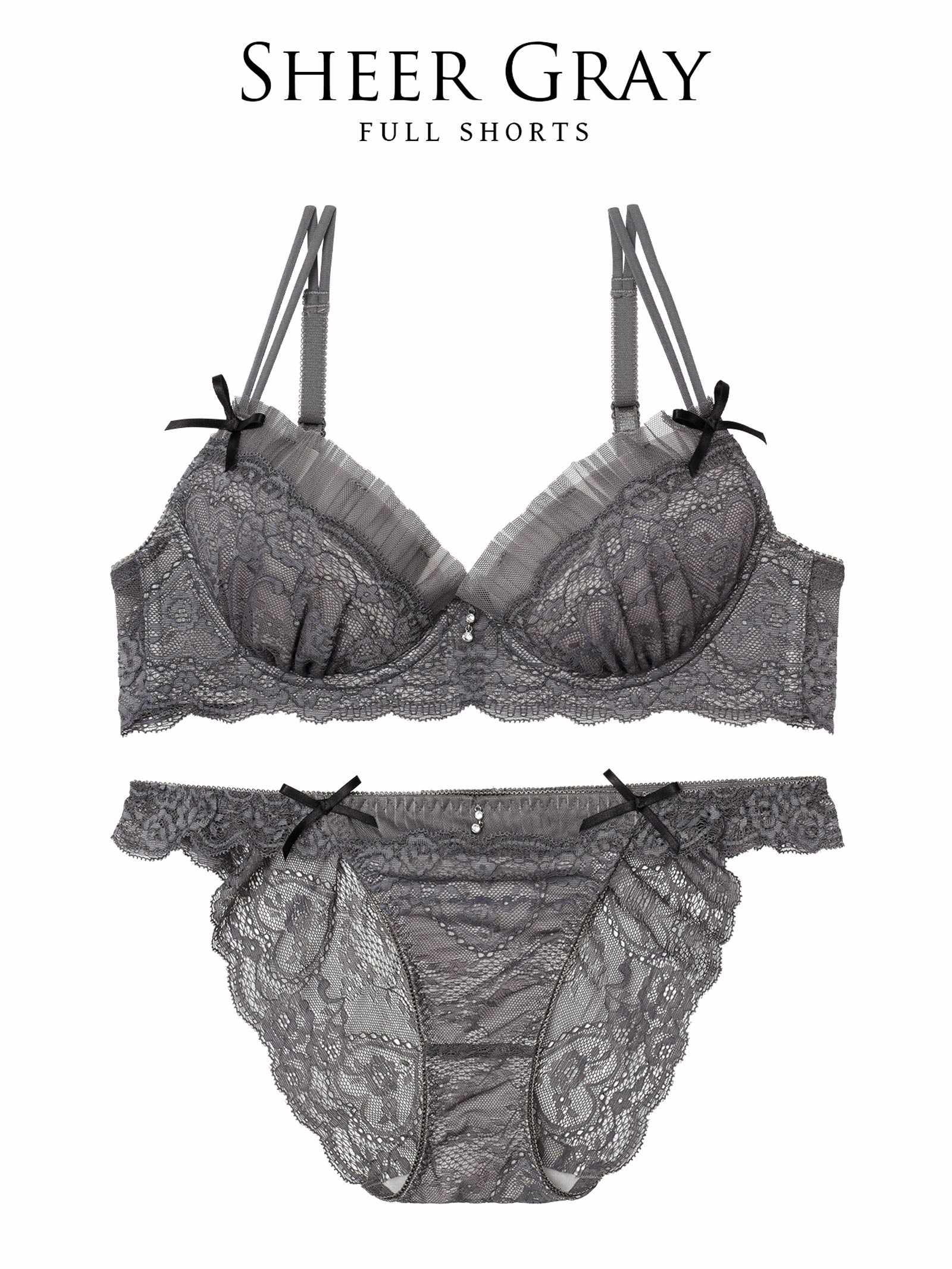 【予約:10月末頃より順次発送】10/22新作!【伊藤桃々プロデュース/Rosem】シアープリーツブラセット/シアーグレー