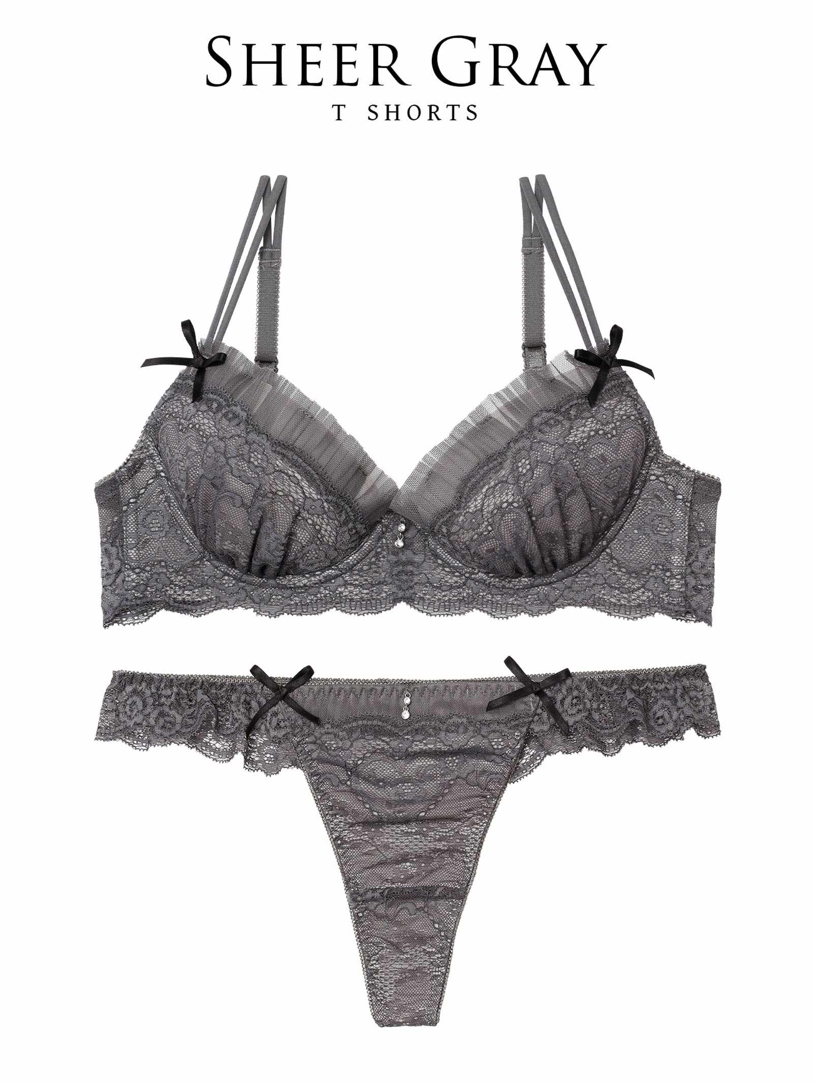 【伊藤桃々プロデュース/Rosem】シアープリーツブラセット/シアーグレー