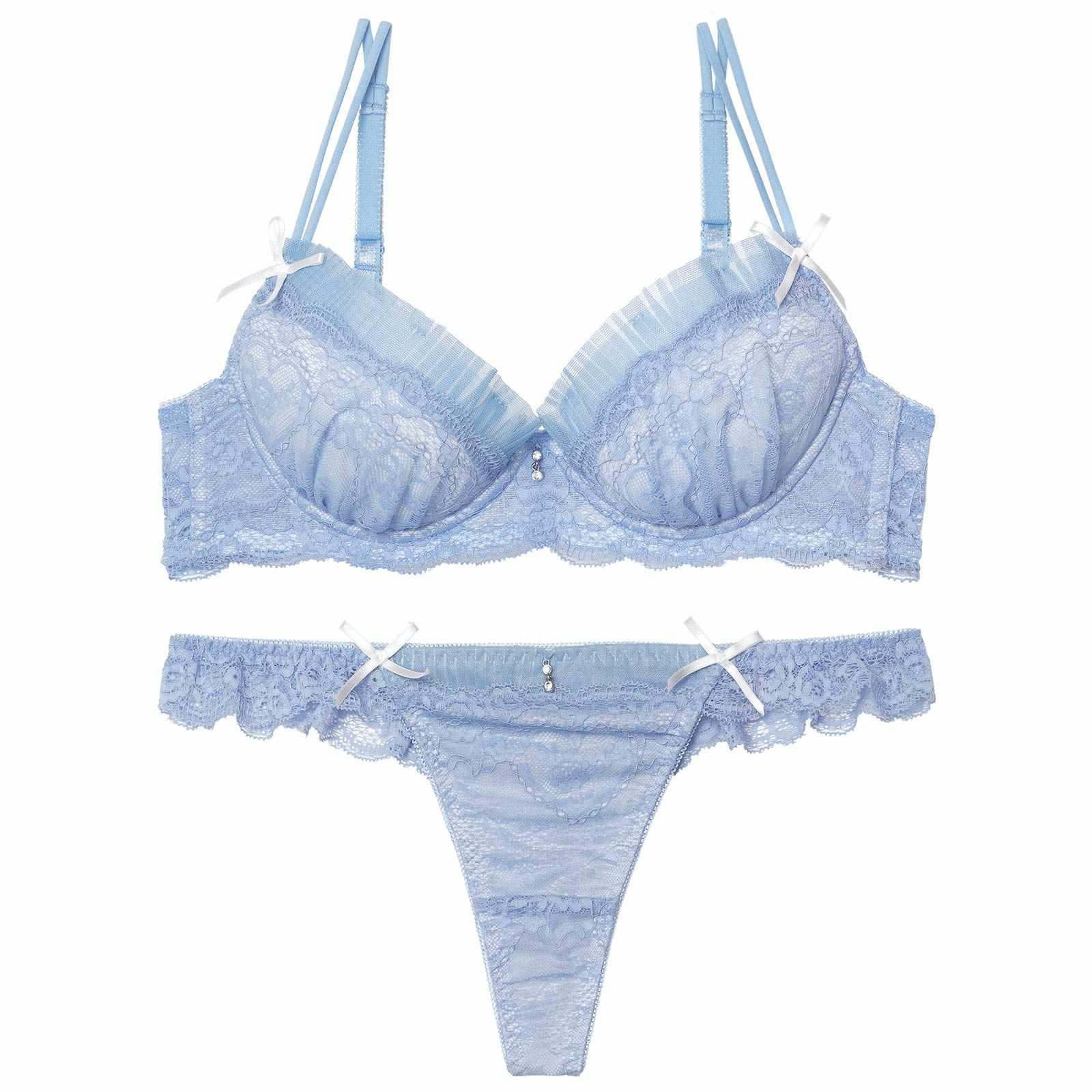 【伊藤桃々プロデュース/Rosem】シアープリーツブラセット/シアーブルー