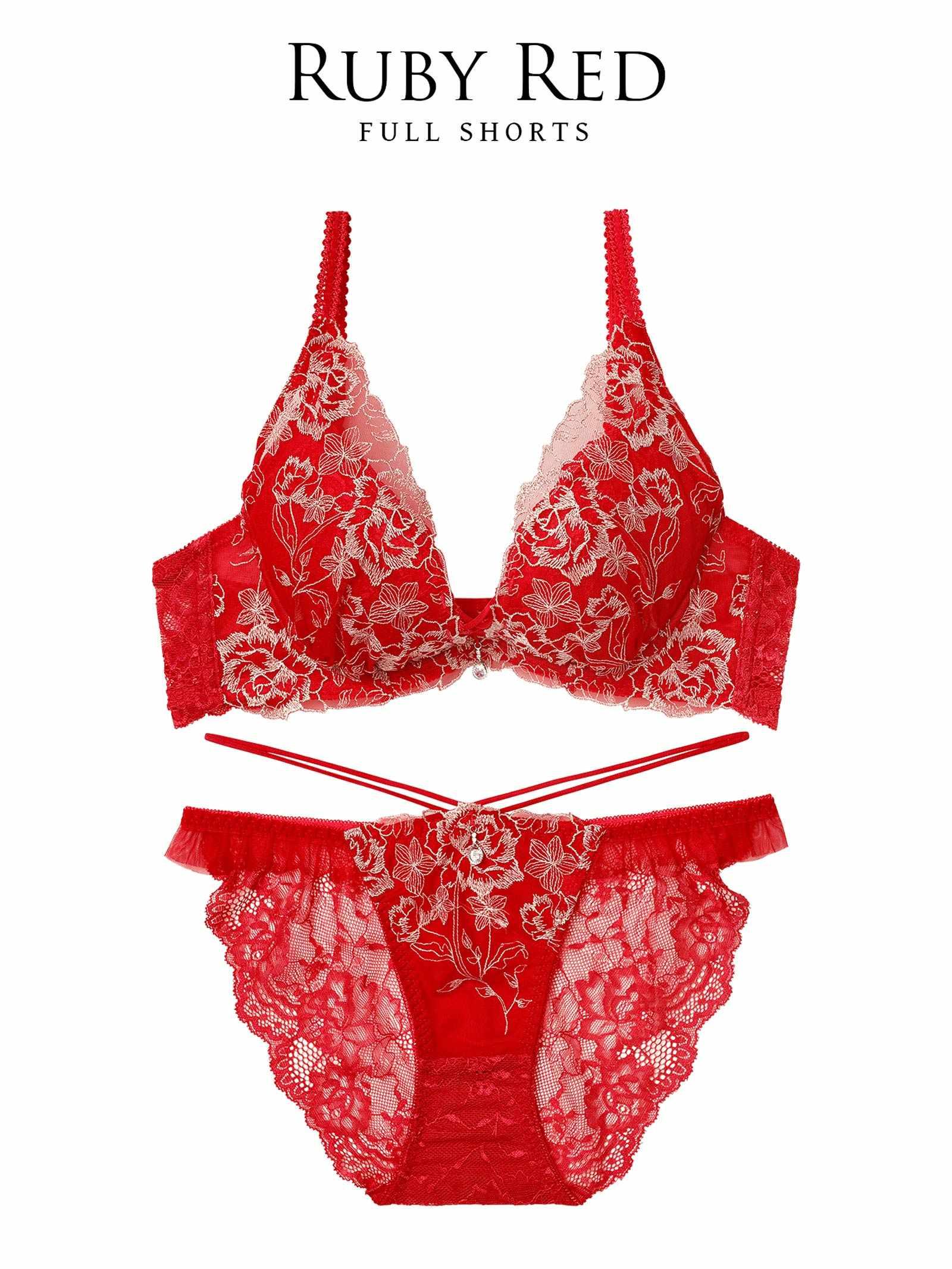 1/13新作!【伊藤桃々プロデュース/Rosem】リッチラメローズブラセット/ルビーレッド - 【公式】247Lingerie