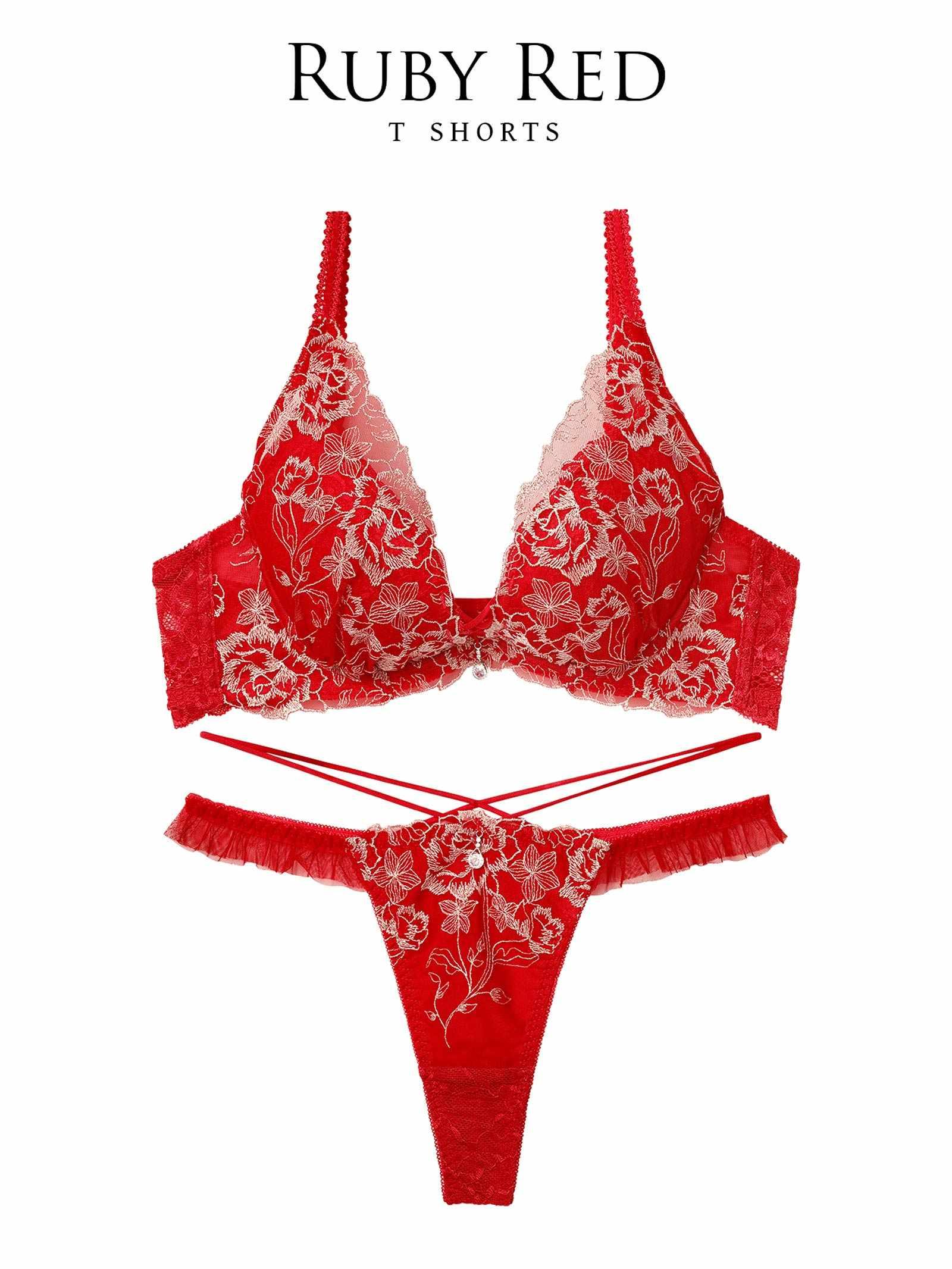 1/13新作!【伊藤桃々プロデュース/Rosem】リッチラメローズブラセット/ルビーレッド - 【公式】247Lingerie