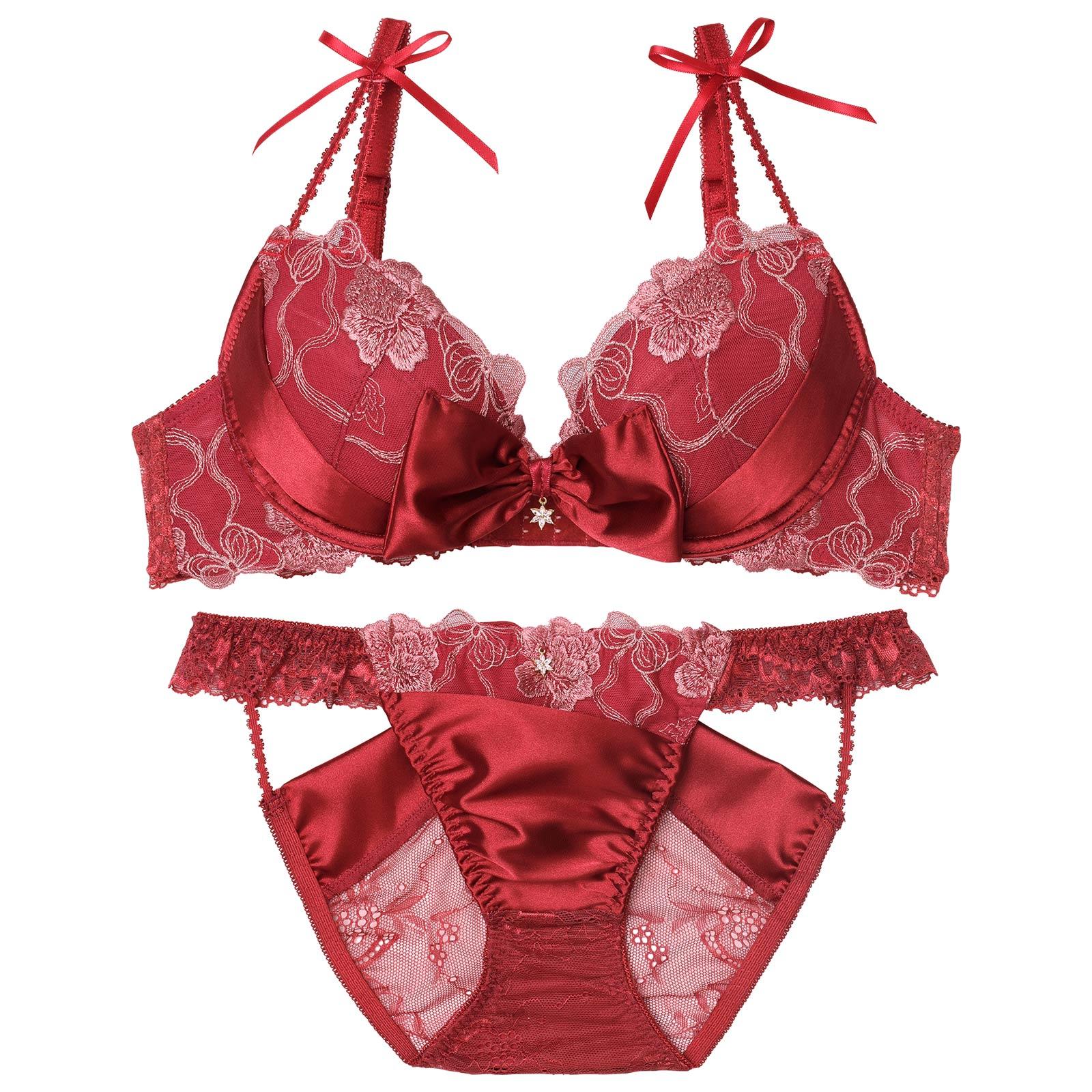 【伊藤桃々プロデュース/Rosem】プレゼントリボンブラセット/シャインレッド