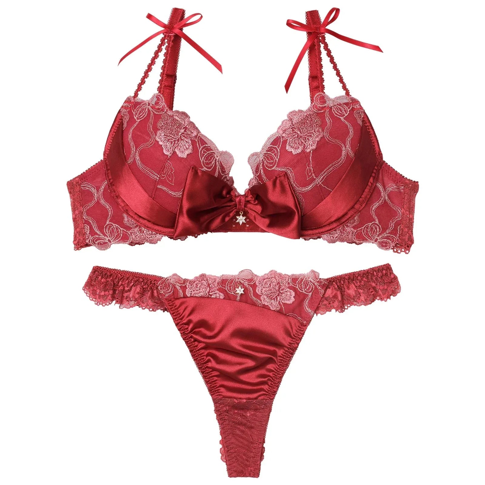 【伊藤桃々プロデュース/Rosem】プレゼントリボンブラセット/シャインレッド