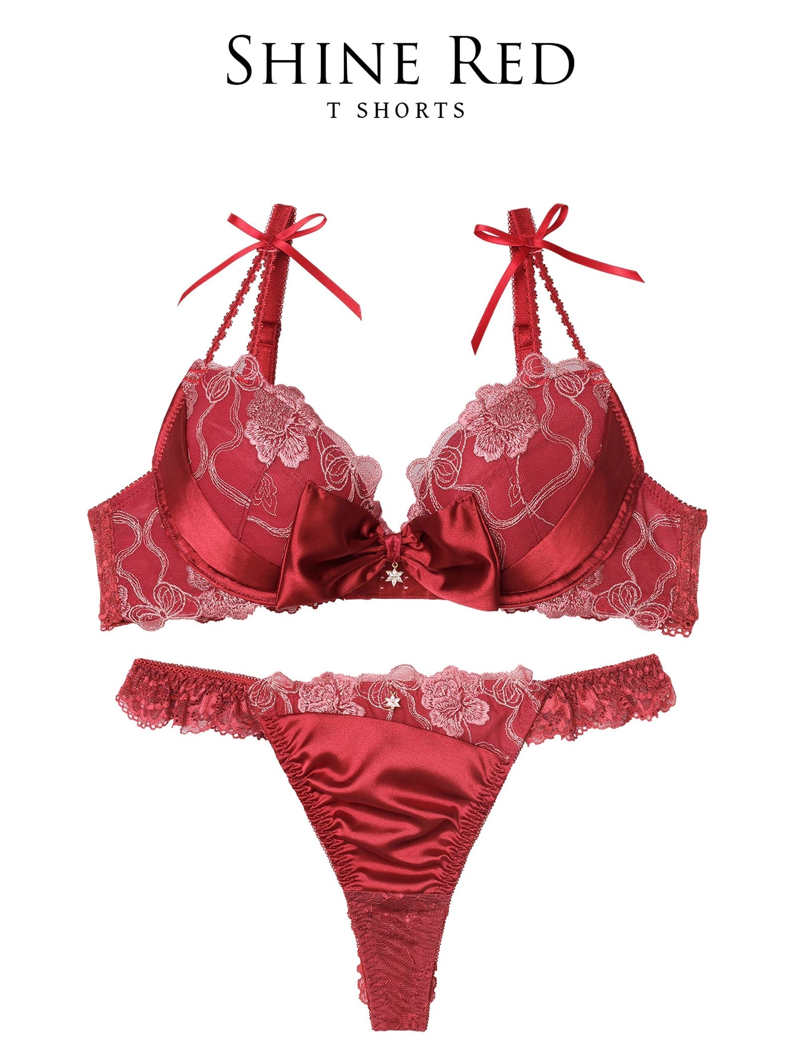 12/3新作!【伊藤桃々プロデュース/Rosem】プレゼントリボンブラセット/シャインレッド