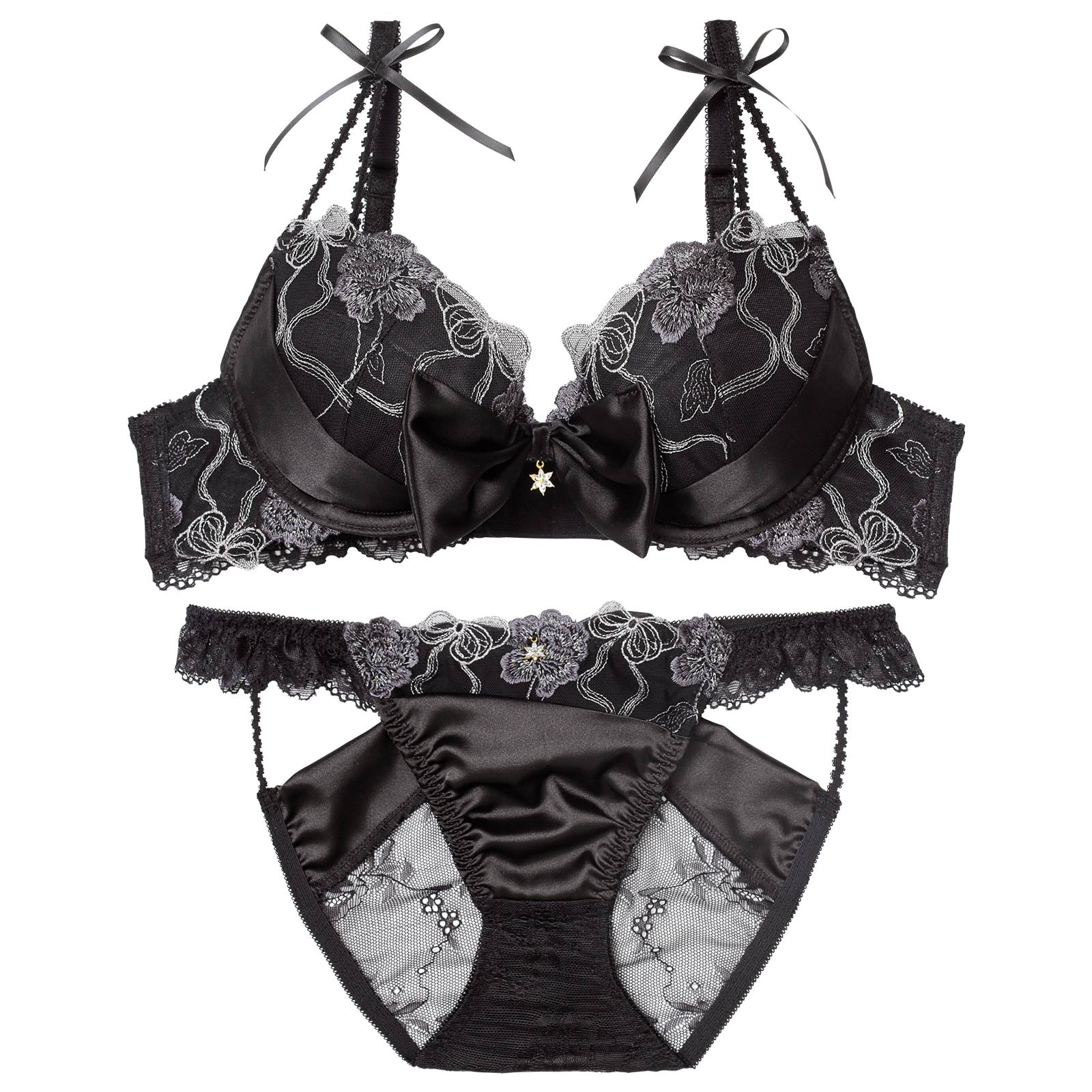 12/3新作!【伊藤桃々プロデュース/Rosem】プレゼントリボンブラセット/シャインブラック