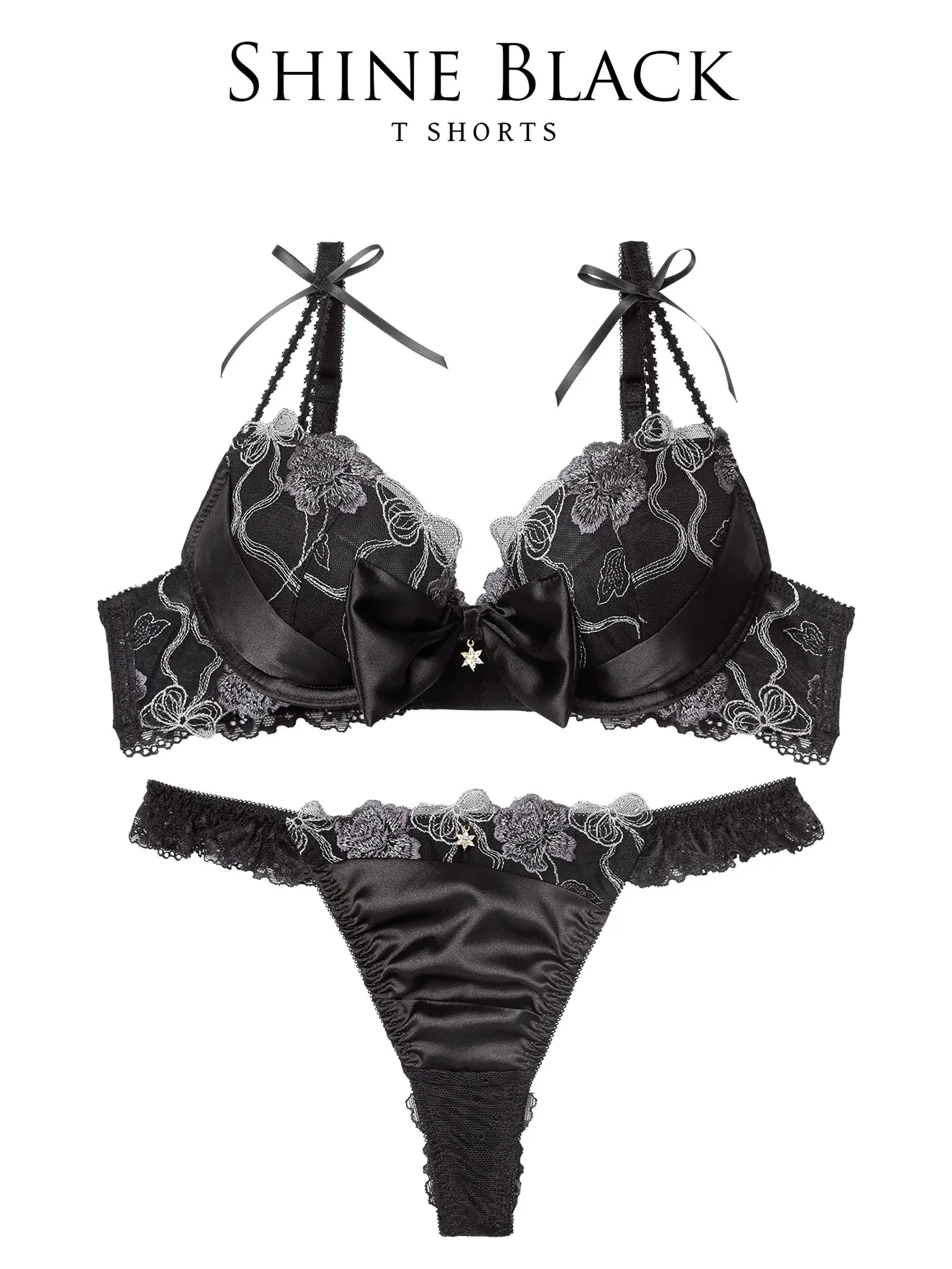 12/3新作!【伊藤桃々プロデュース/Rosem】プレゼントリボンブラセット/シャインブラック