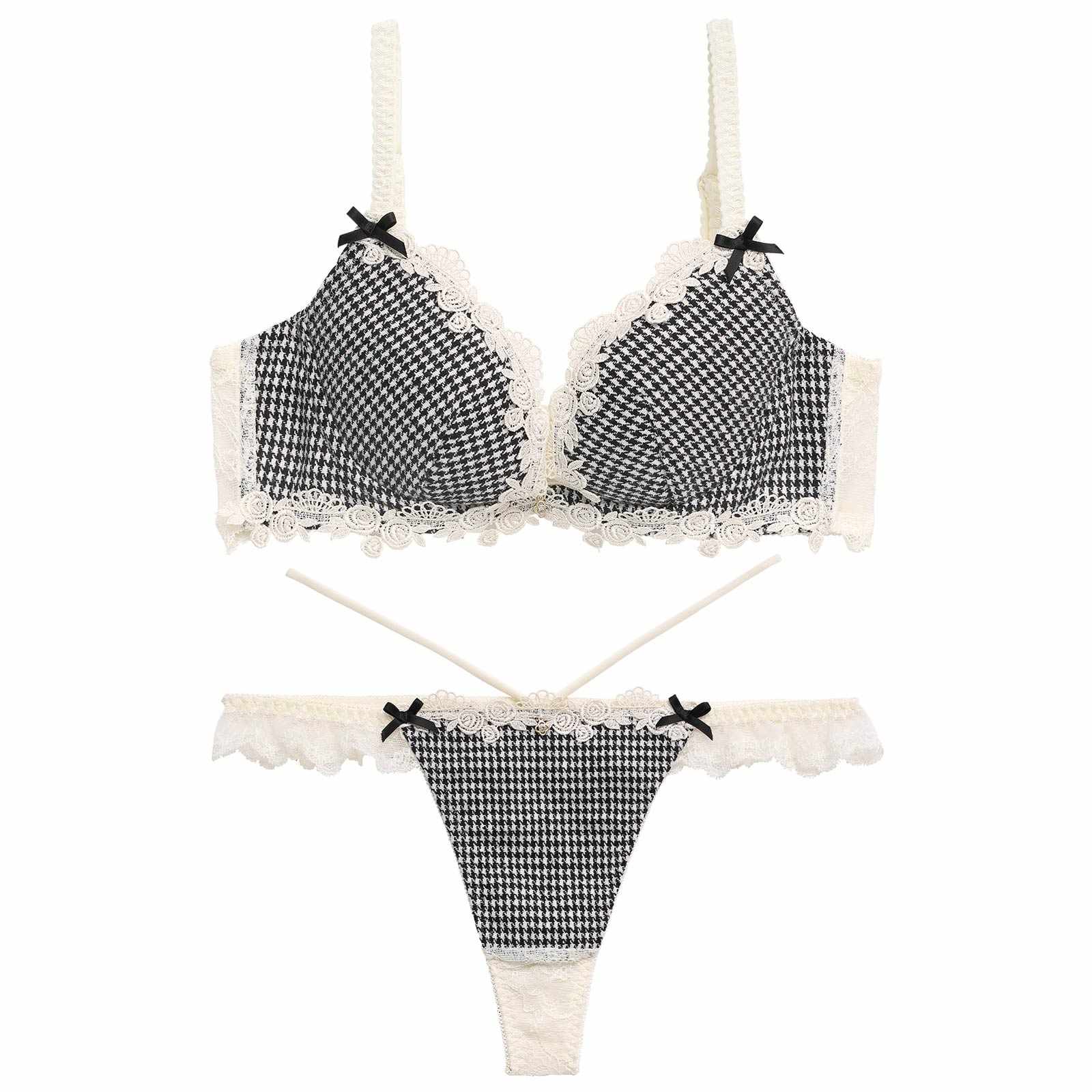 1/13新作!【伊藤桃々プロデュース/Rosem】チドリチェックブラセット/ホワイト