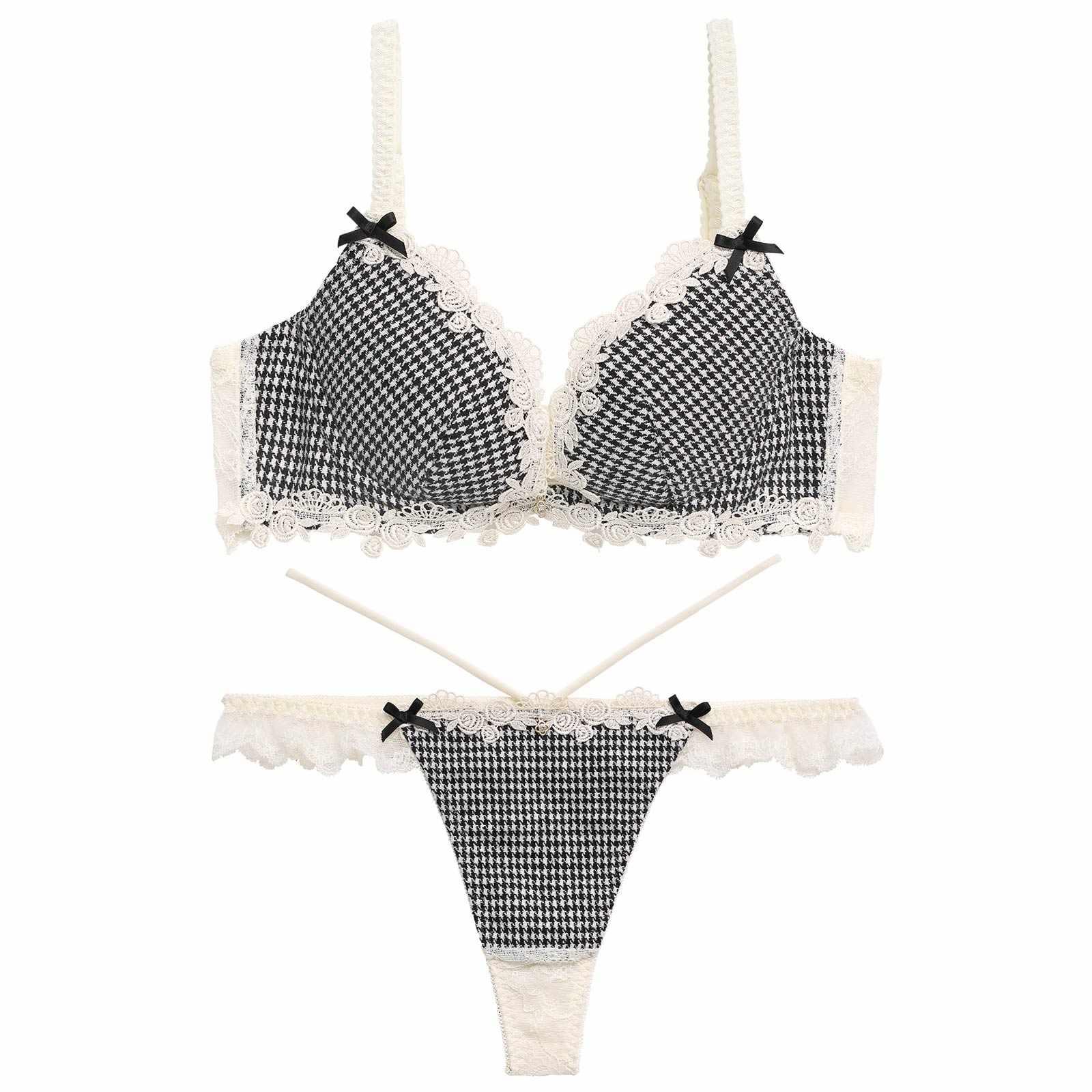 1/13新作!【伊藤桃々プロデュース/Rosem】チドリチェックブラセット/ホワイト - 【公式】247Lingerie