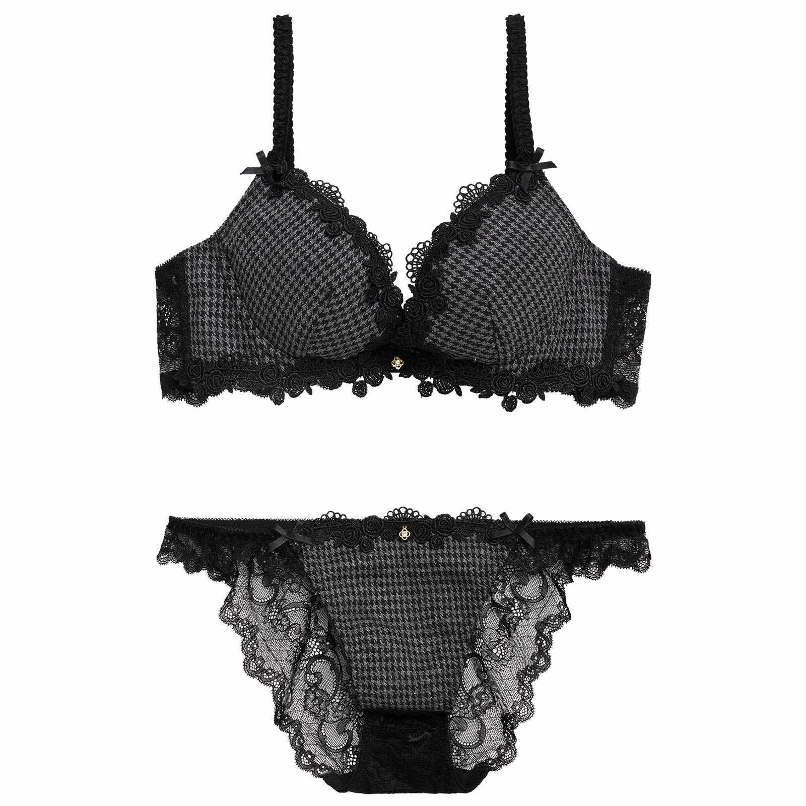 1/13新作!【伊藤桃々プロデュース/Rosem】チドリチェックブラセット/ブラック - 【公式】247Lingerie