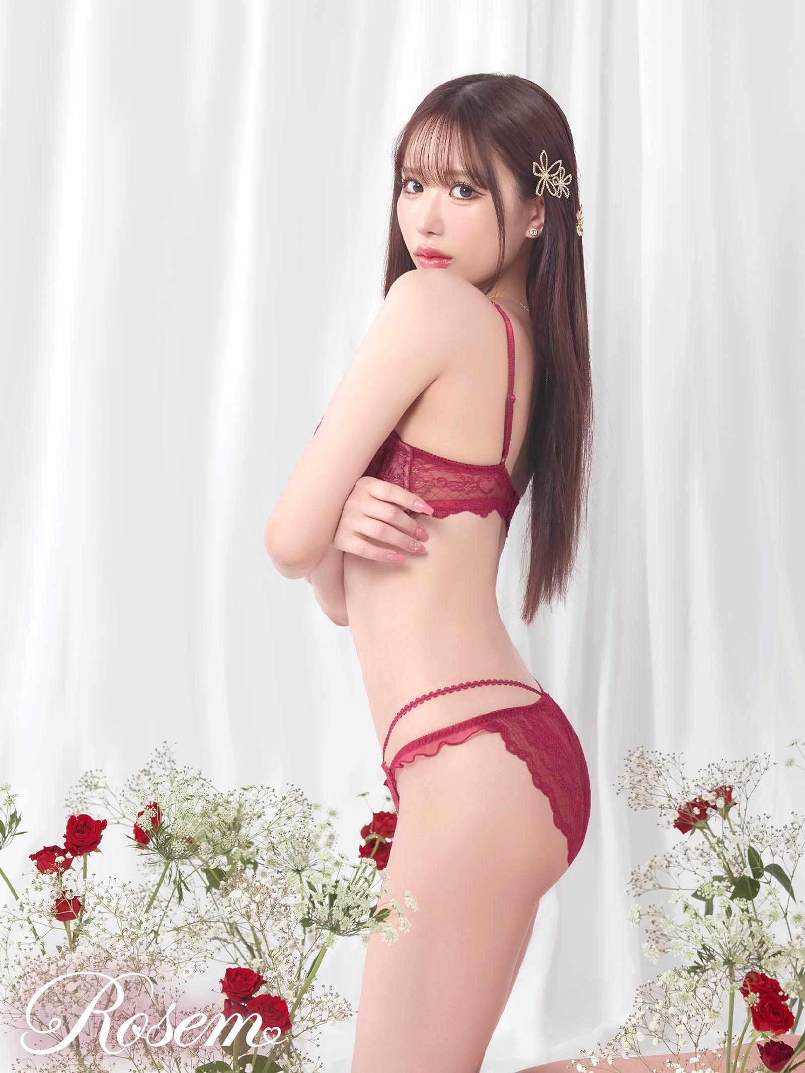 3/21新作!【伊藤桃々プロデュース/Rosem】エレガンスフルールブラセット/ルージュレッド