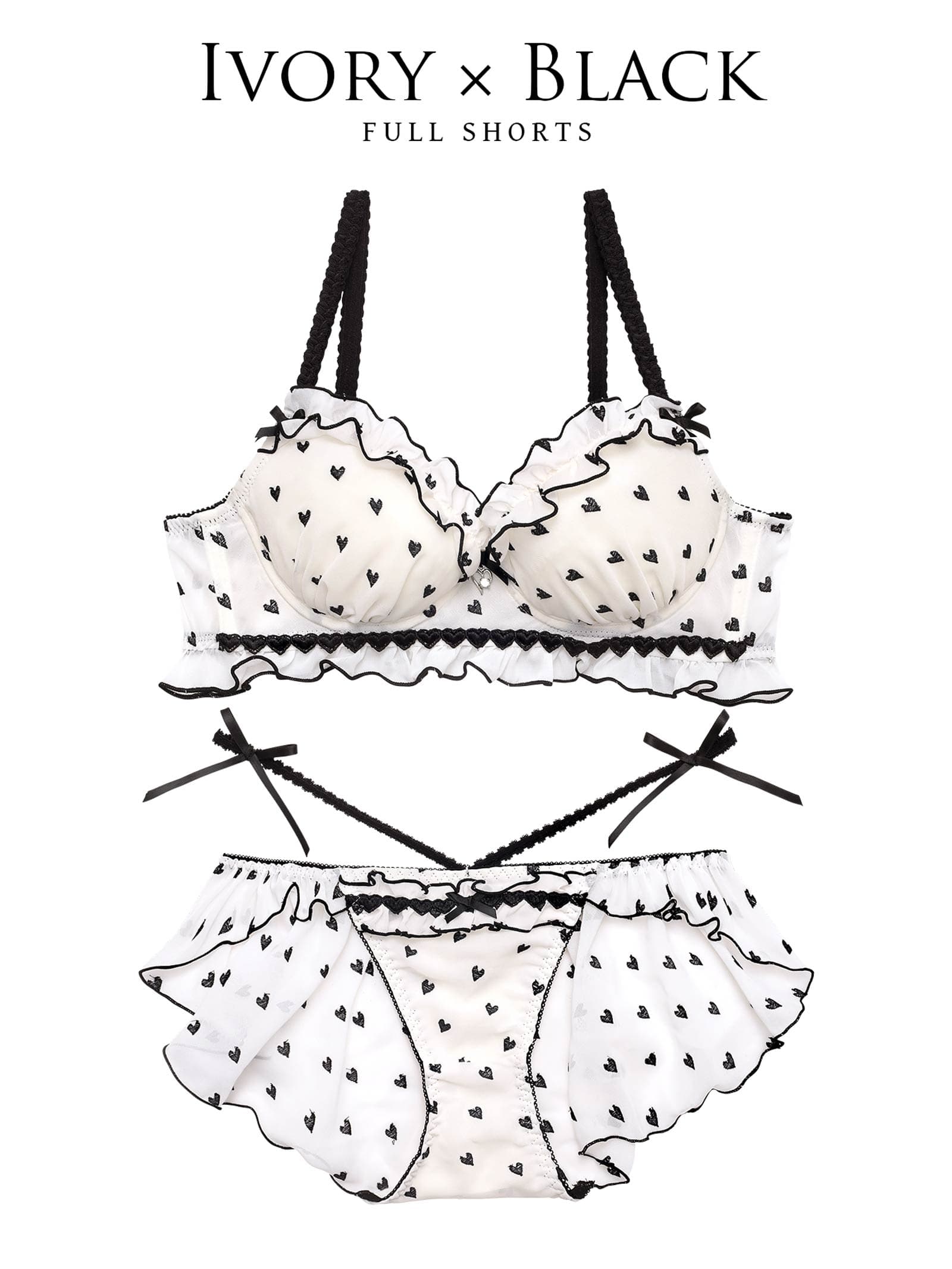 4/16新作!【伊藤桃々プロデュース/Rosem】ハートフルキャンディーブラセット/アイボリー×ブラック