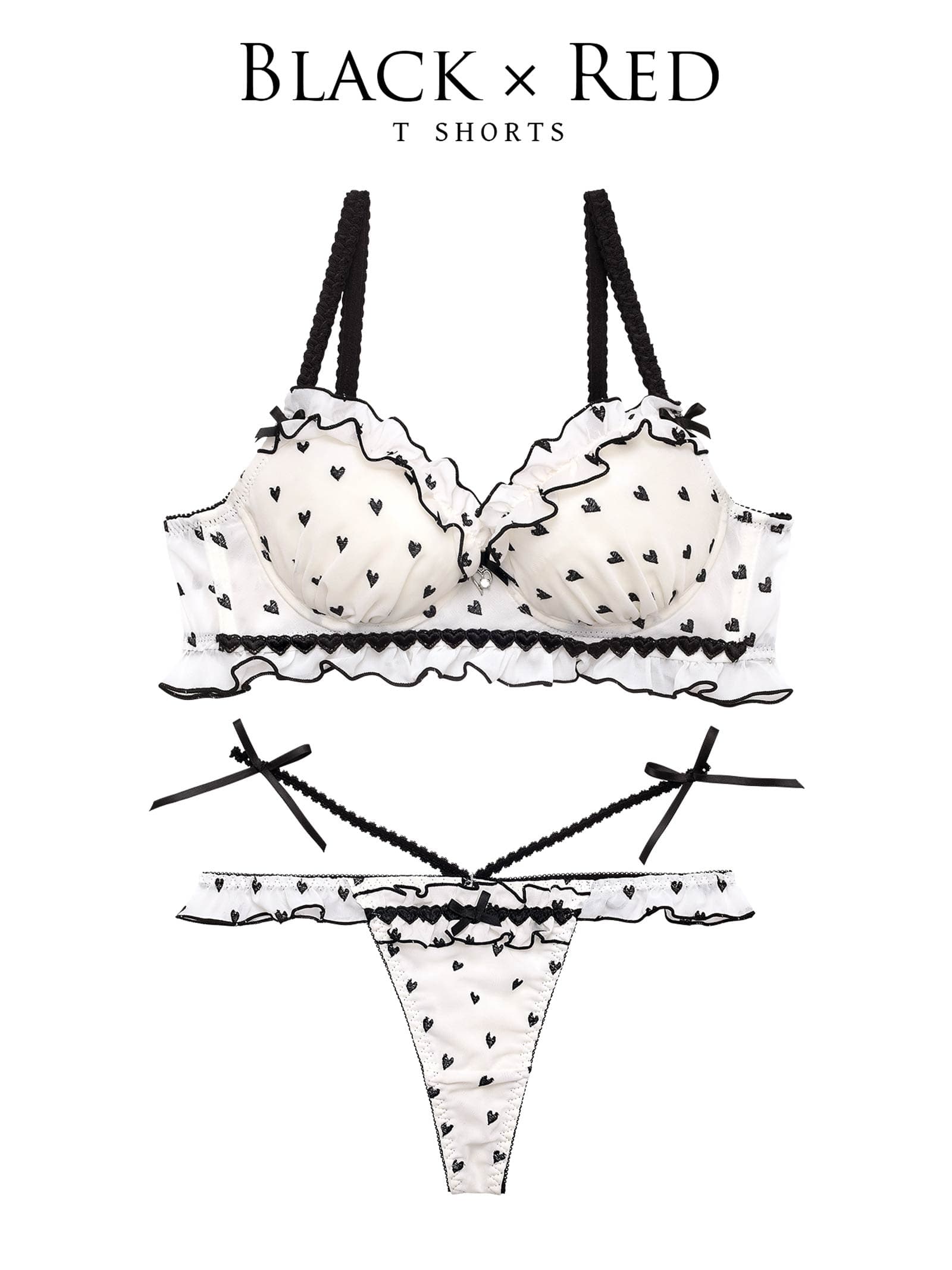 4/16新作!【伊藤桃々プロデュース/Rosem】ハートフルキャンディーブラセット/アイボリー×ブラック