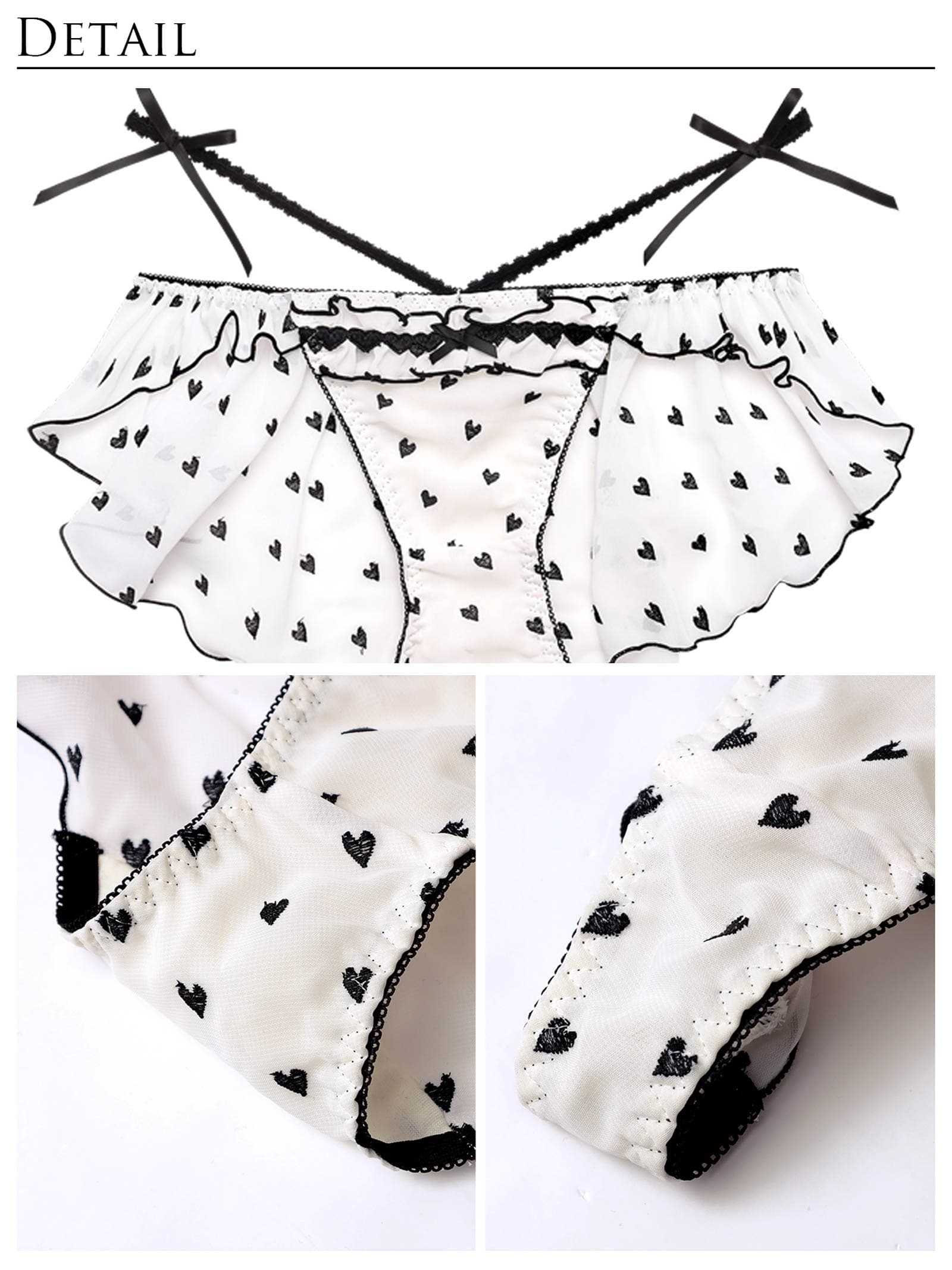 4/16新作!【伊藤桃々プロデュース/Rosem】ハートフルキャンディーブラセット/アイボリー×ブラック