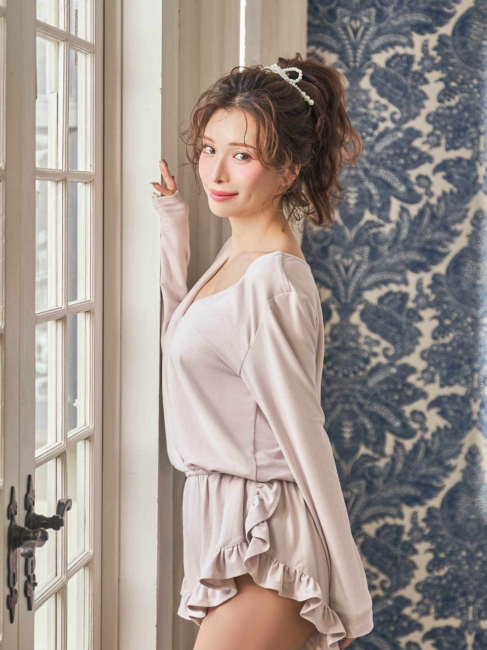 【Mivera&/みゆうプロデュース】Belle Drape Rompers ベルドレープロンパース/GRAY