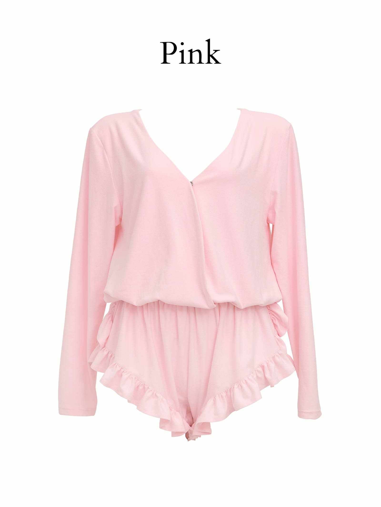 【Mivera&/みゆうプロデュース】Belle Drape Rompers ベルドレープロンパース/PINK