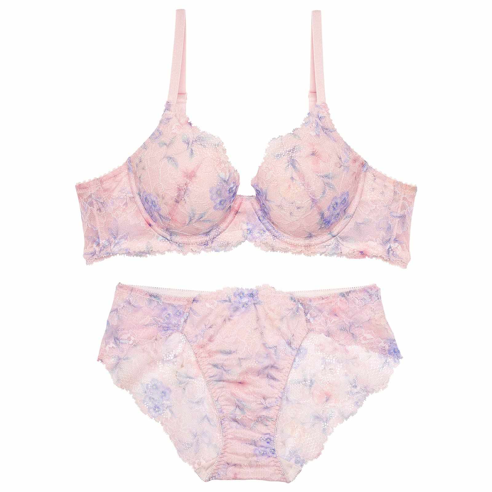 12/22新作!【かとゆり着用】フラワークラウンプリントブラジャー&フルバックショーツ