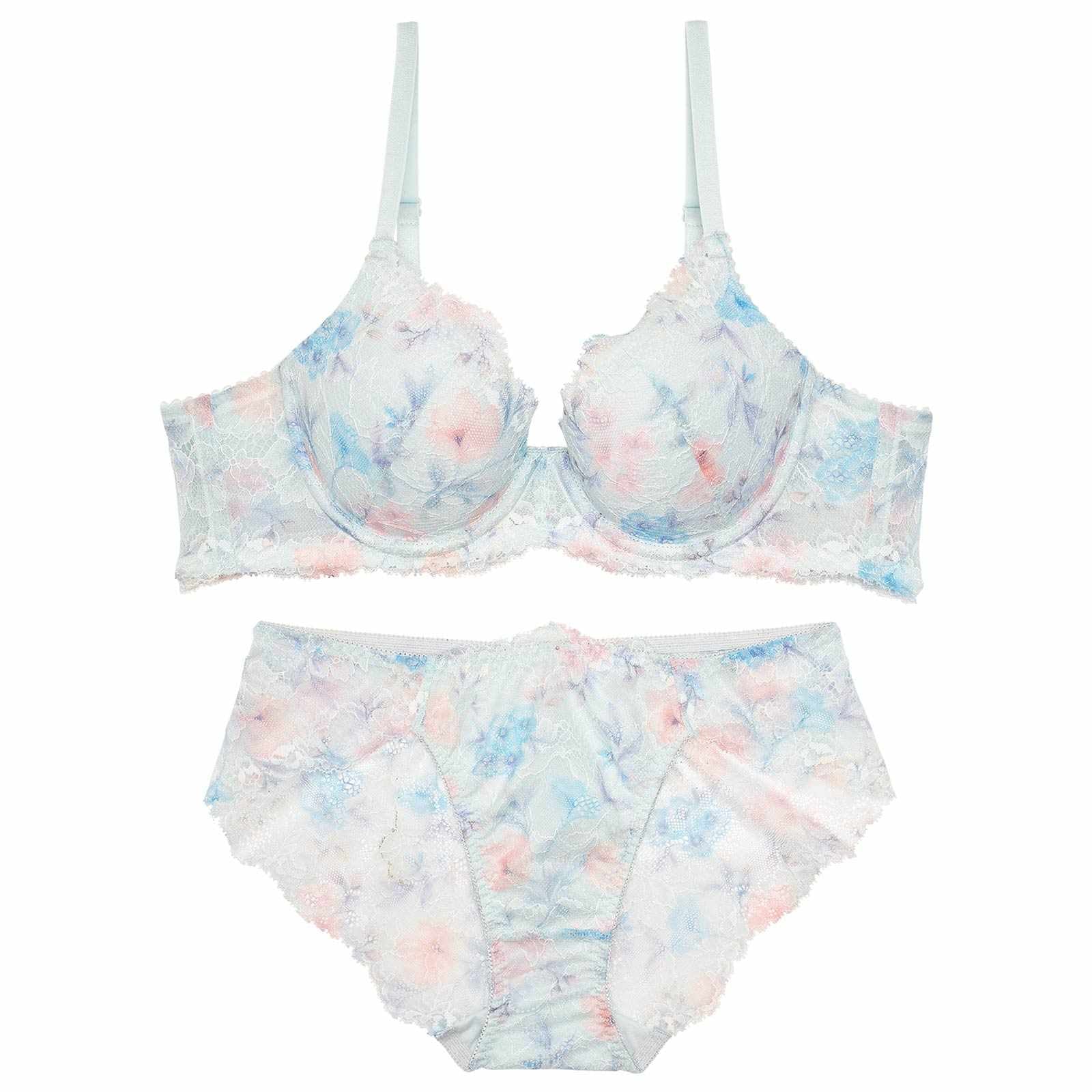 12/22新作!【かとゆり着用】フラワークラウンプリントブラジャー&フルバックショーツ