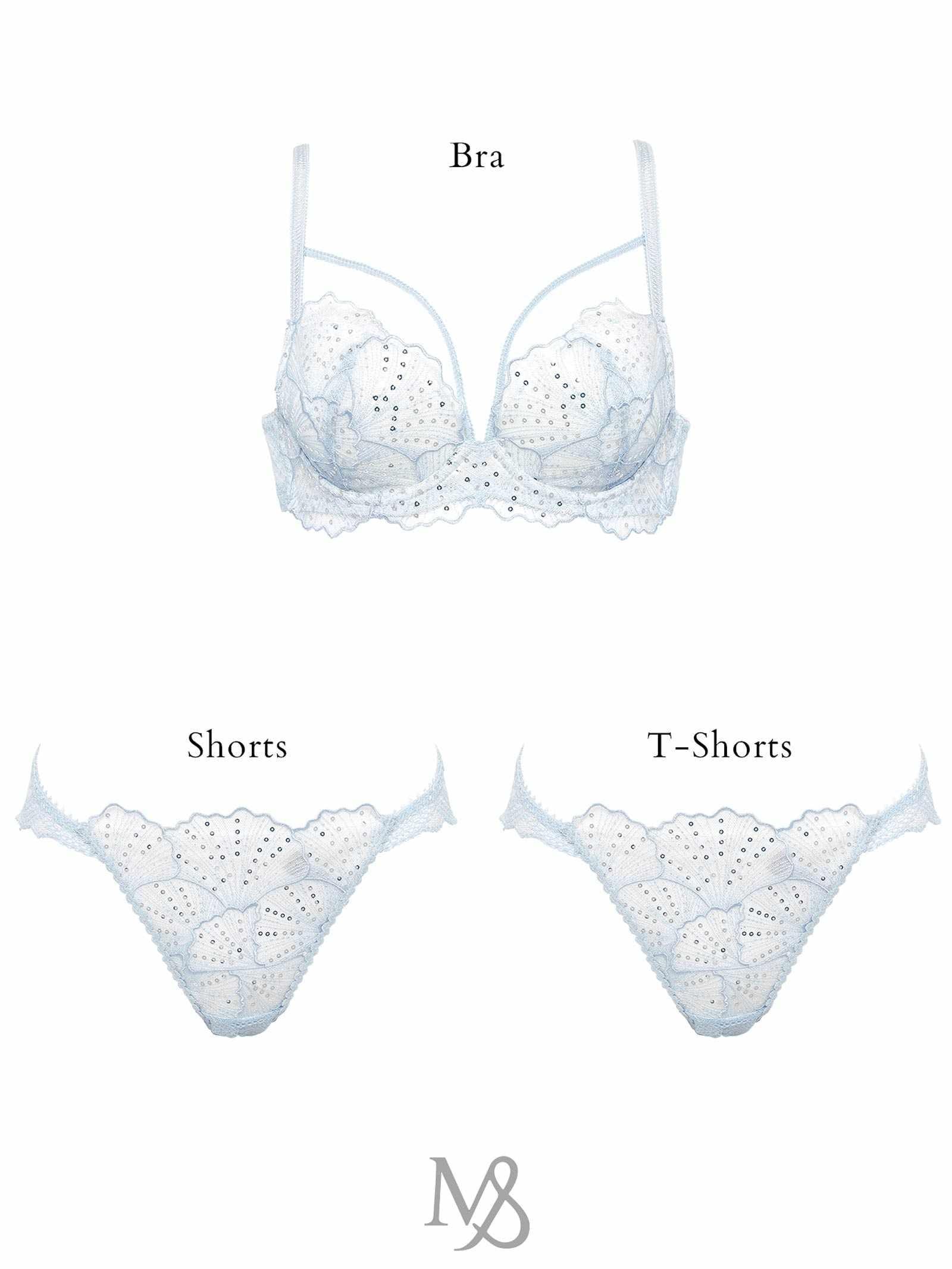 【Mivera&/みゆうプロデュース】Luminous Shell Line bra ルミナスシェルラインブラ / SAX