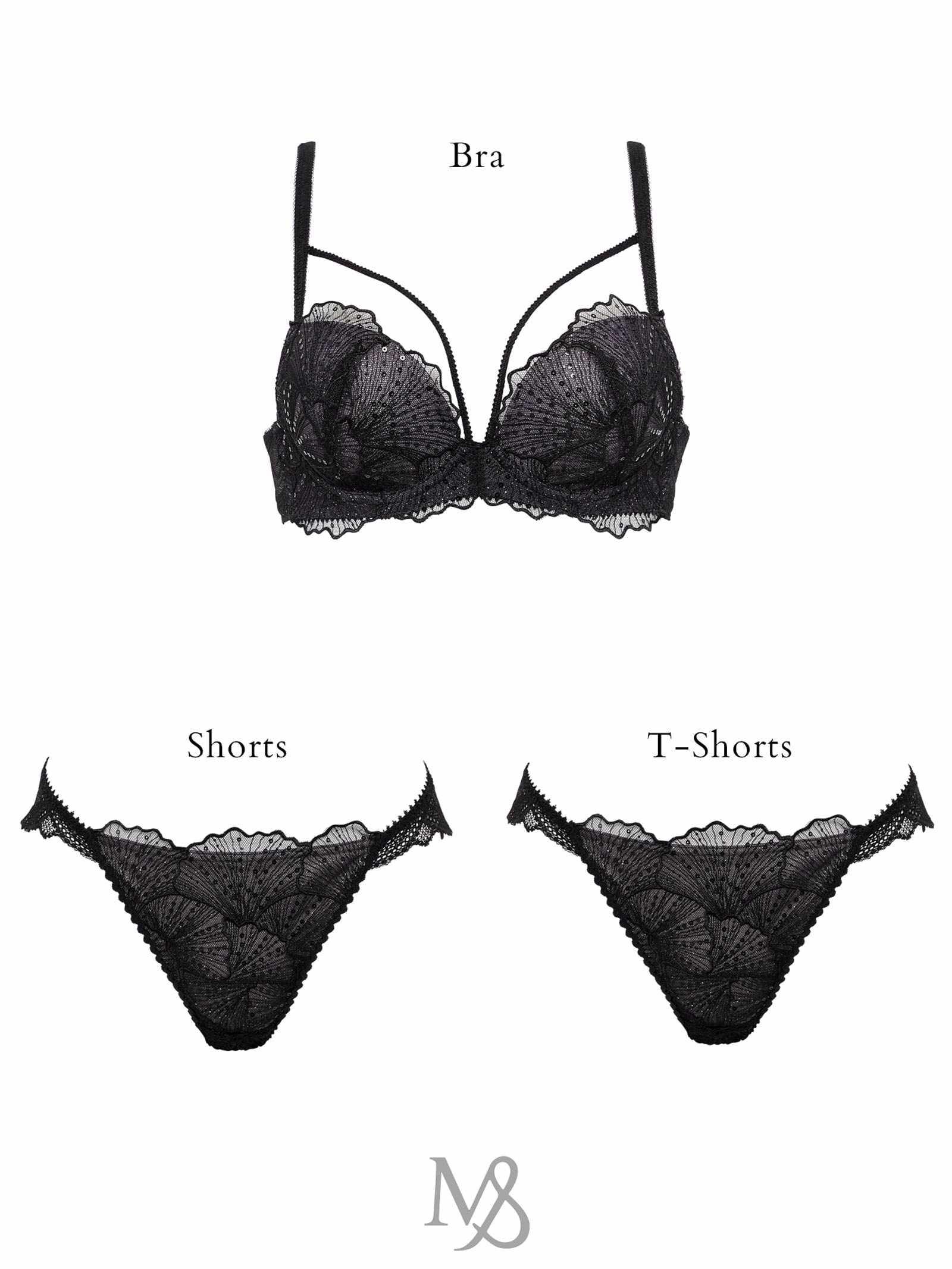 【Mivera&/みゆうプロデュース】Luminous Shell Line bra ルミナスシェルラインブラ / BLACK