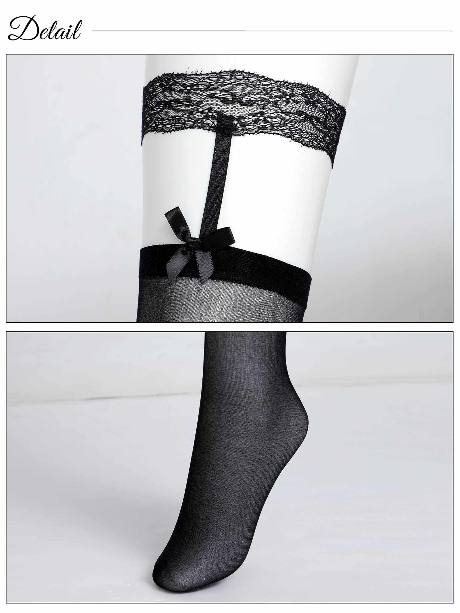 4/23新作!ガーター風リボンレースニーハイストッキング