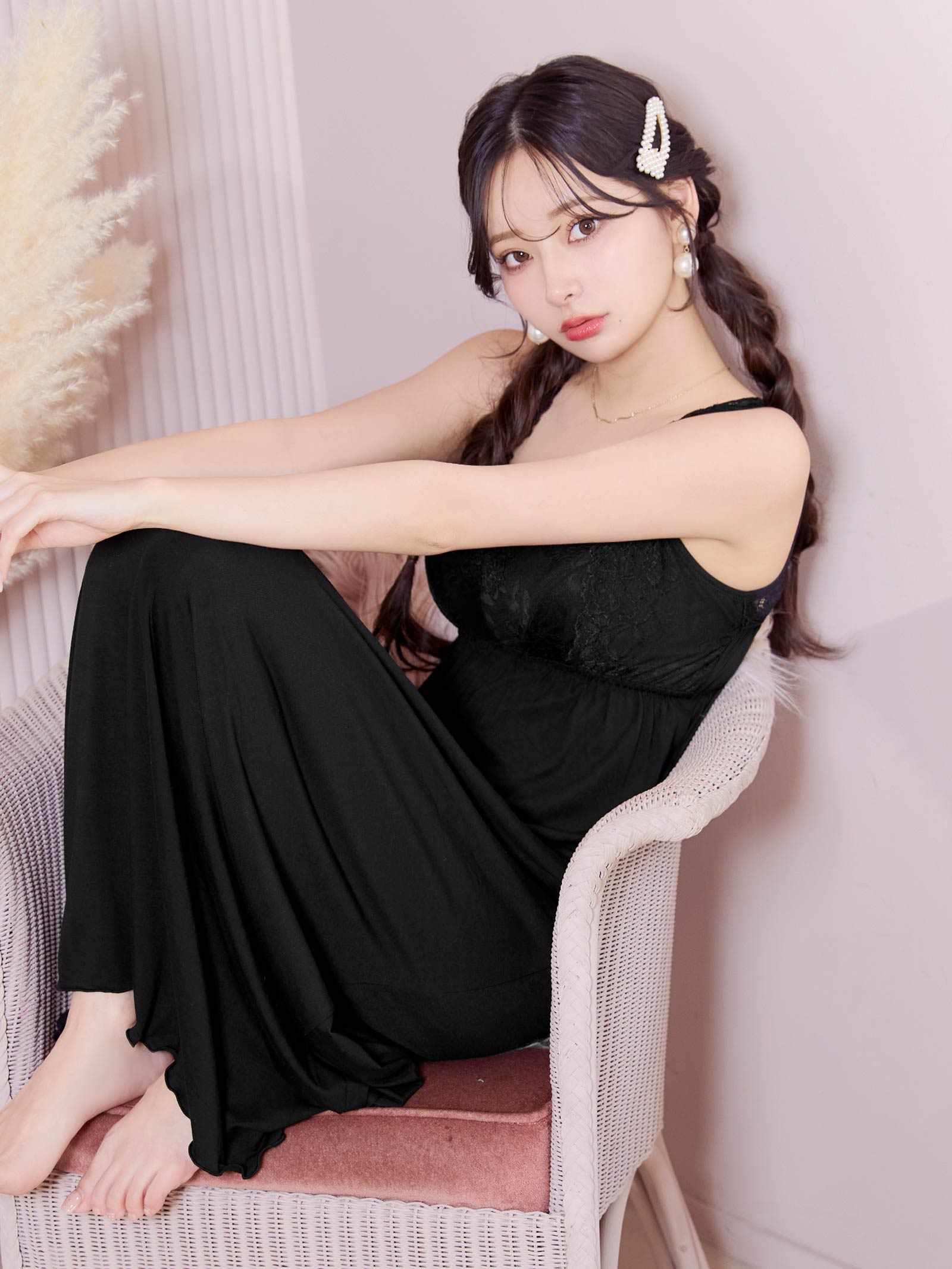 ロマンティックレースノースリーブナイトブラワンピースルームウェア - 【公式】247Lingerie