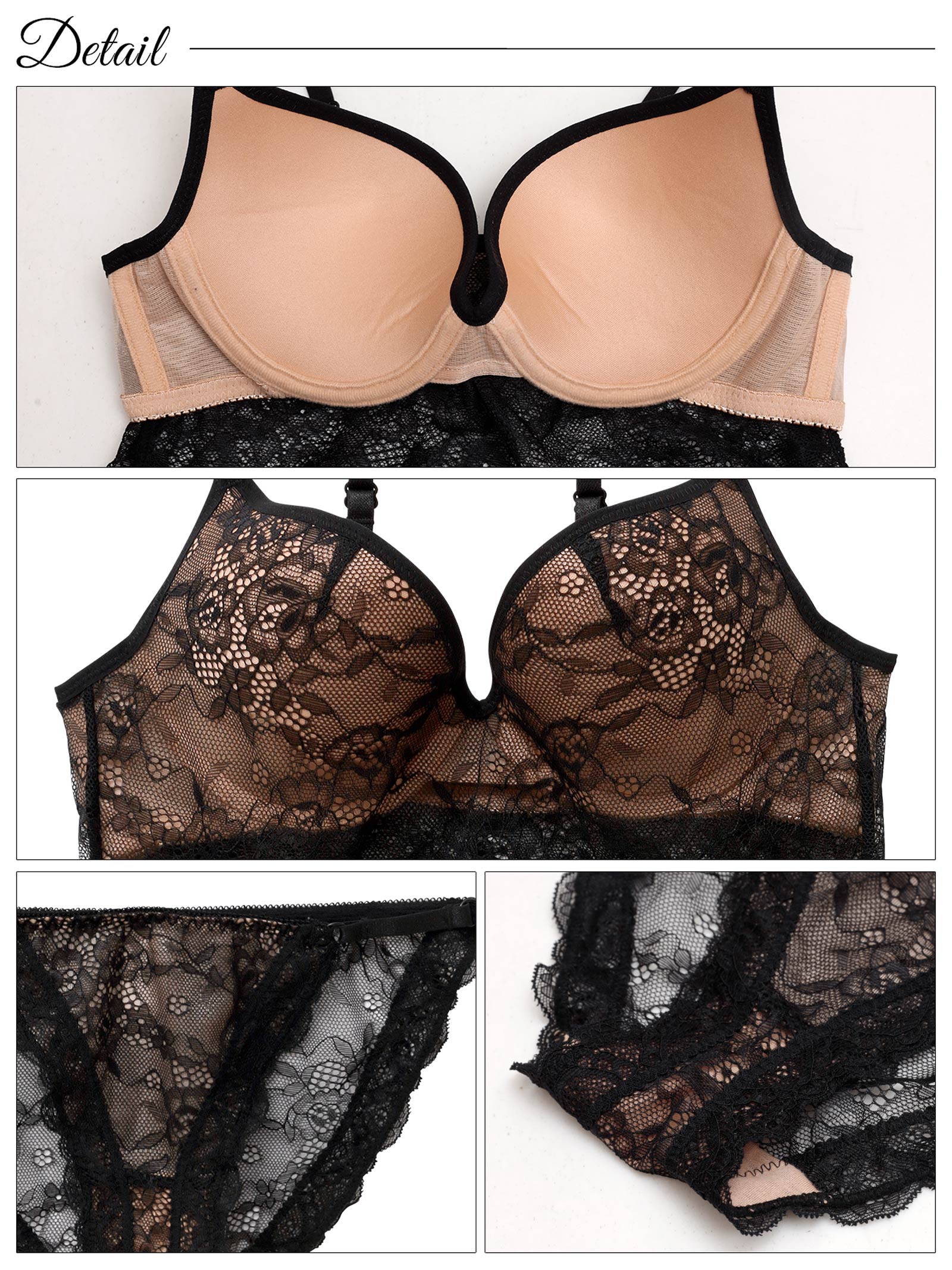 8/29新作!オールレースヌーディカップ付きキャミソール&フルバックショーツ