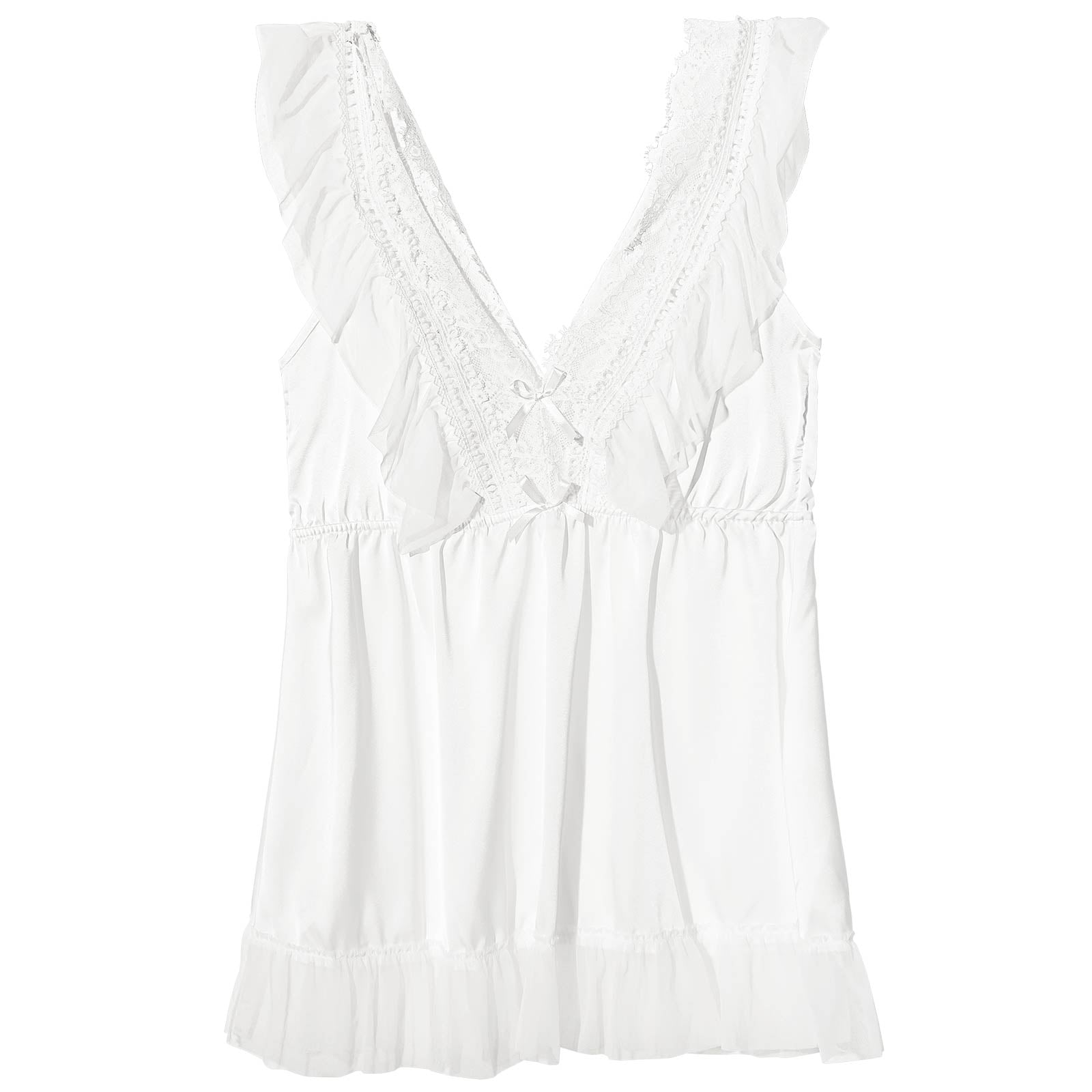 12/6再販!ラッセルレースフリルリボンベビードール