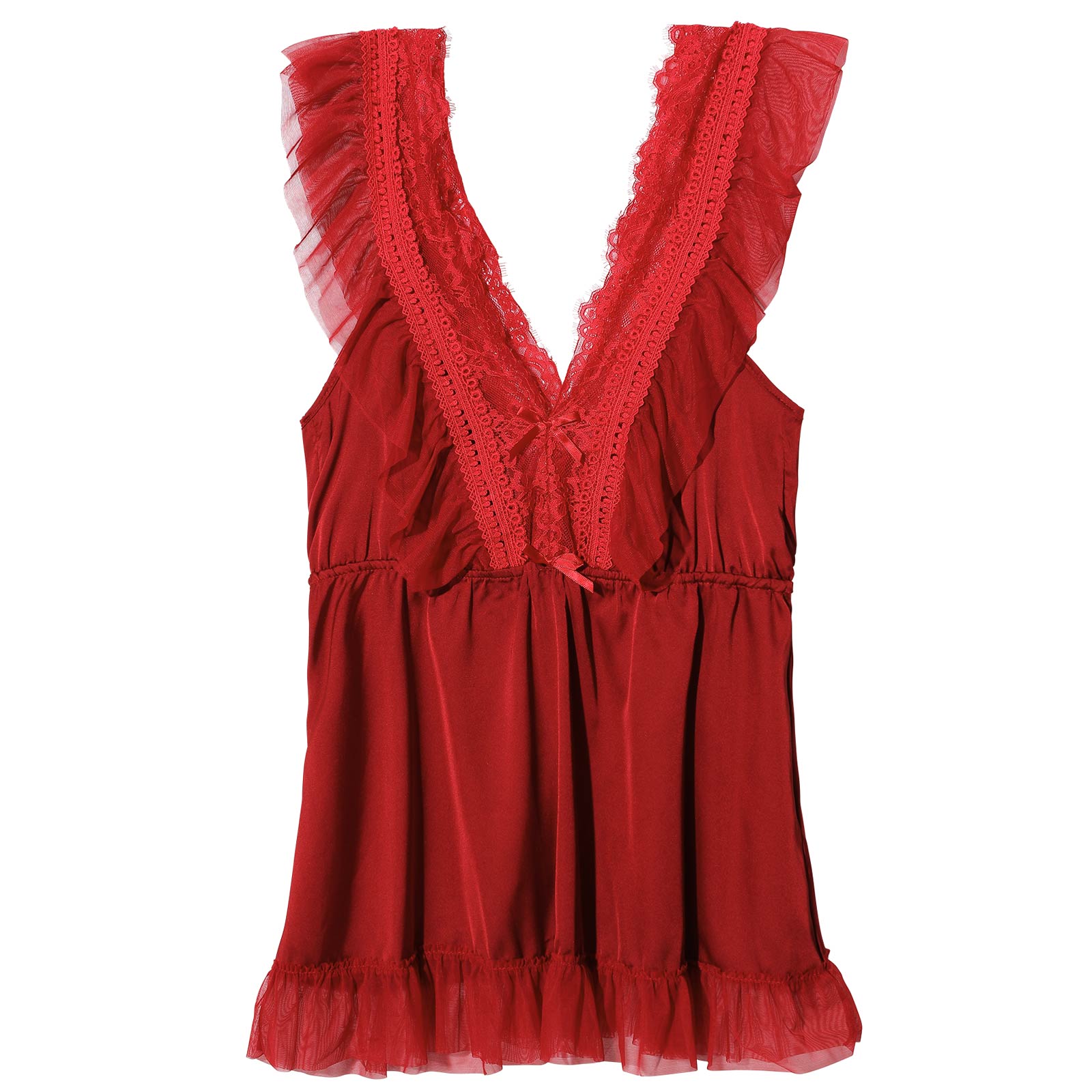 12/6再販!ラッセルレースフリルリボンベビードール