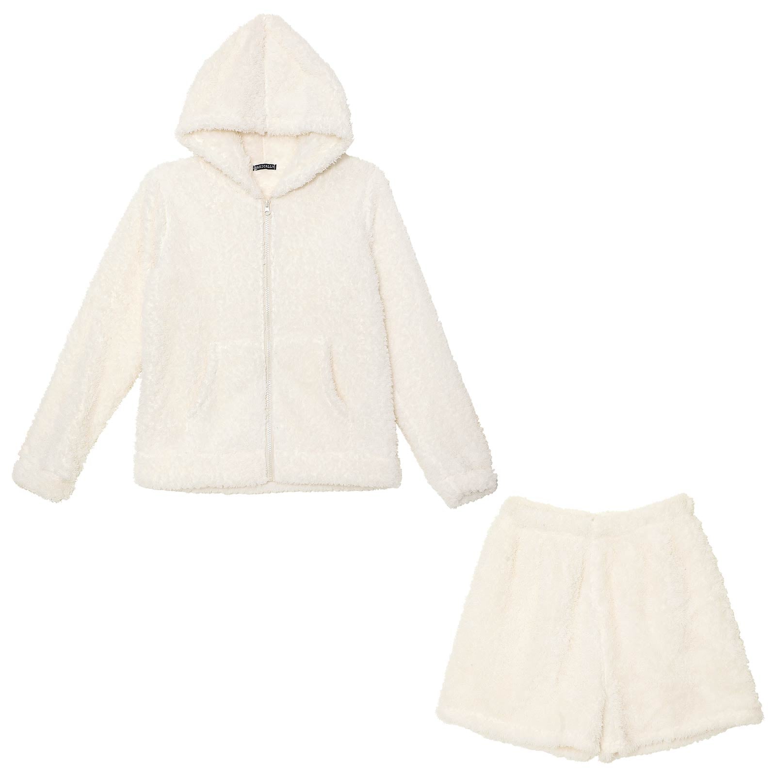 もこもこシャギーフード付きパーカー&ショートパンツルームウェア