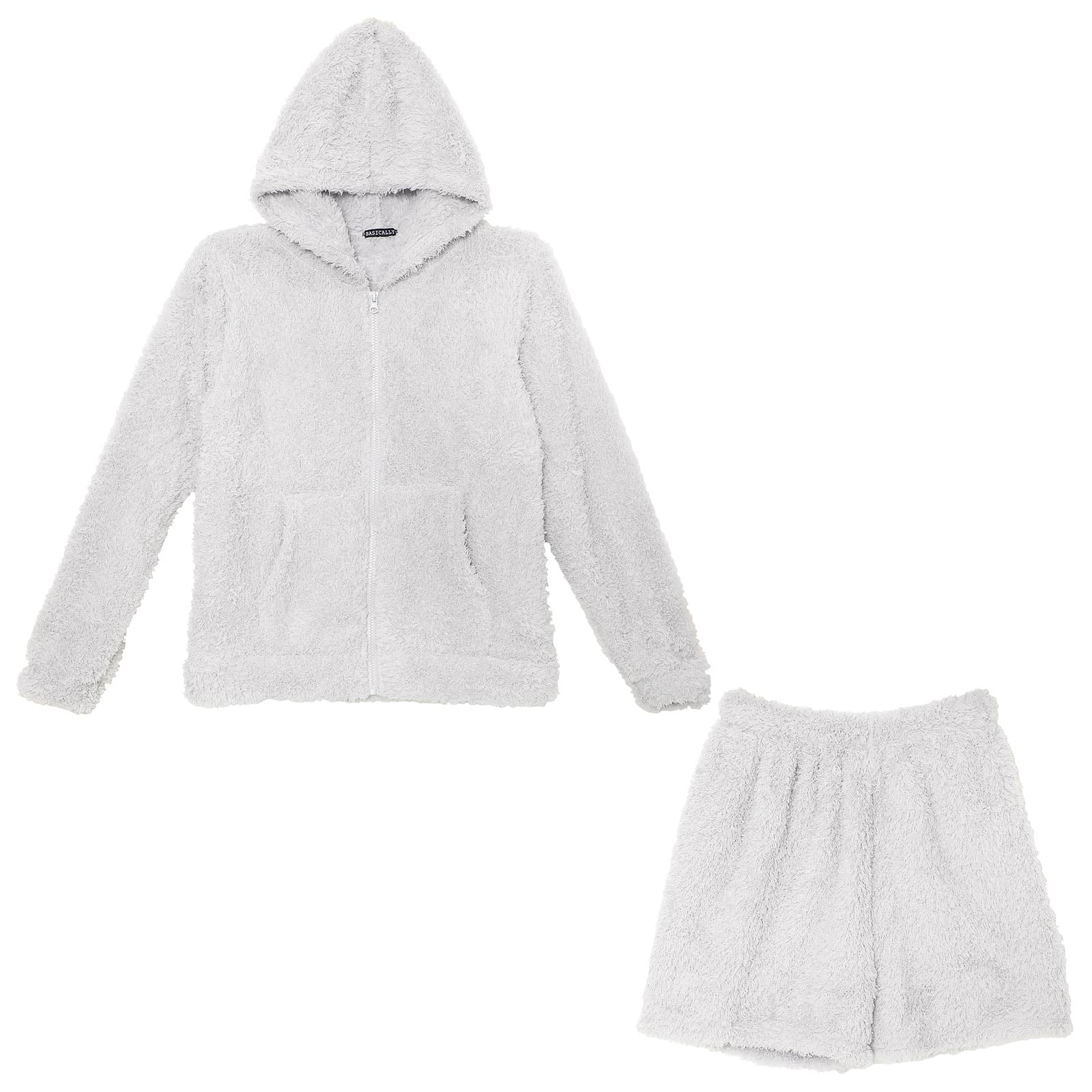 もこもこシャギーフード付きパーカー&ショートパンツルームウェア