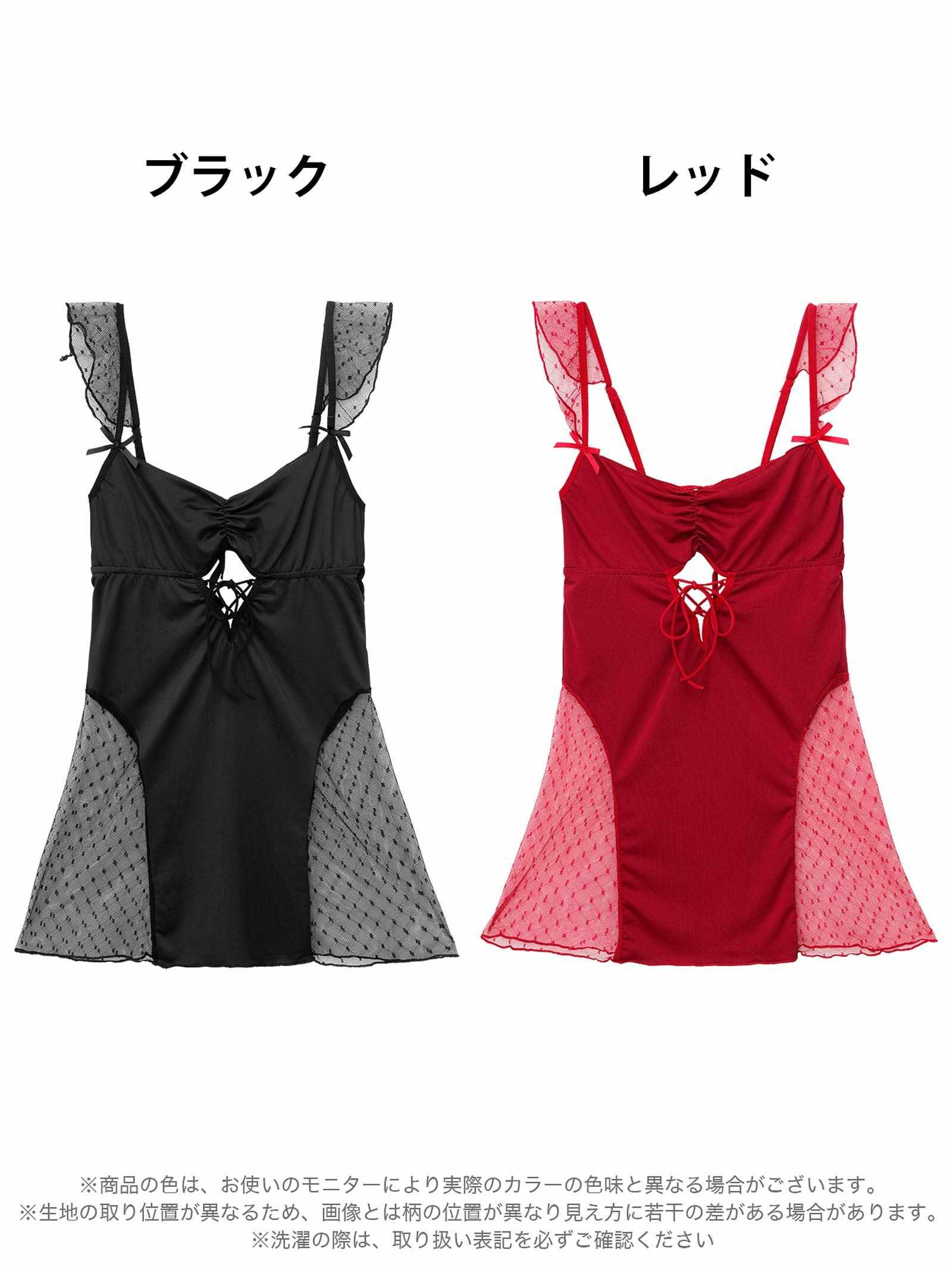 1/17再販!シアードットレースアップカットベビードール - 【公式】247Lingerie