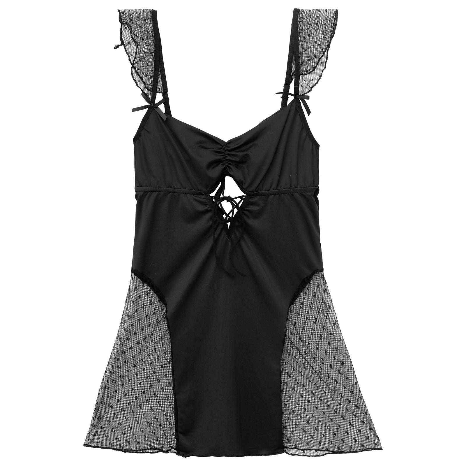 1/17再販!シアードットレースアップカットベビードール - 【公式】247Lingerie